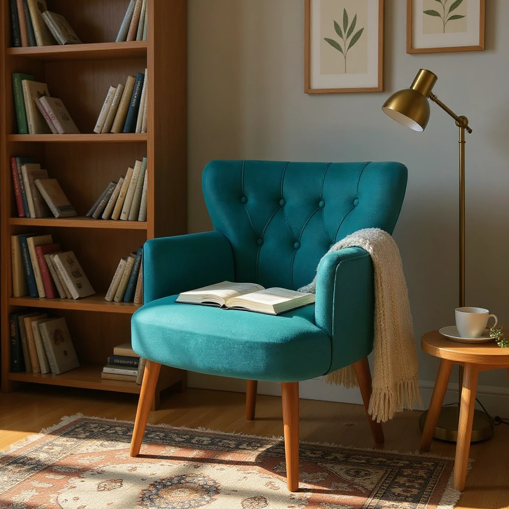 Roma - Babyface Kumaş - Modern Berjer Koltuk - Petrol Mavisi