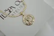 KOL374 14K ALTIN KAPLAMA MADALYON FORM BURÇ GOLD KOLYE