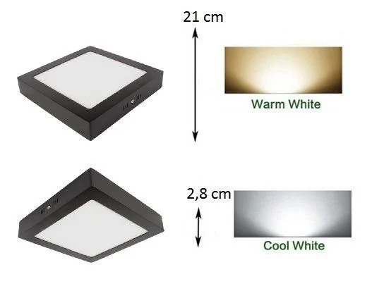 Cata Ct-5236G 18 Watt Sıva Üstü Led Panel Kare Günışığı (Siyah Çerçeveli)