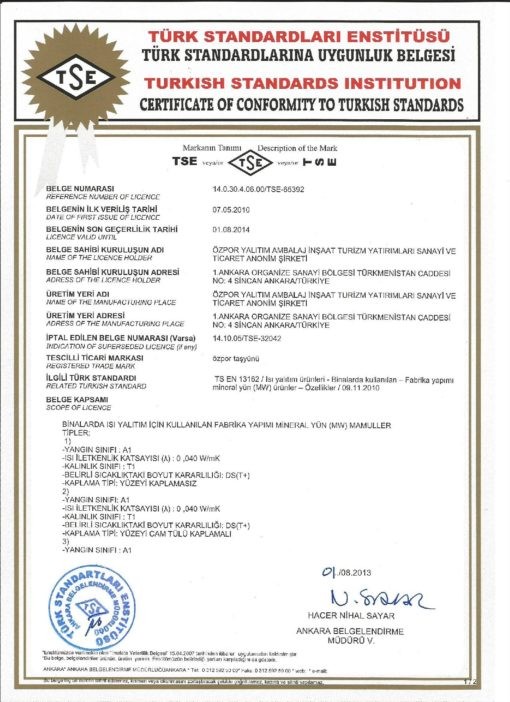 Alüminyum Folyolu Dış Cephe Levhası (10cm) (50 kg/m3)