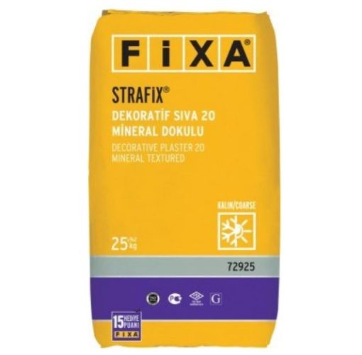 Fixa Strafix Dekoratif Sıva 20 Mineral Dokulu Beyaz Kalın -25kg