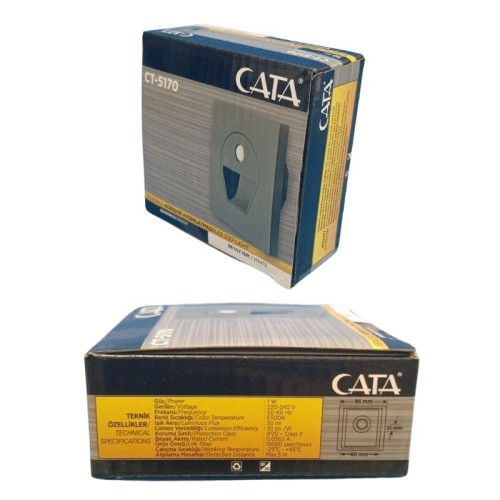 Cata Ct-5170SB 1W Sensörlü Ledli Koridor Armatürü Siyah Kasa Beyaz