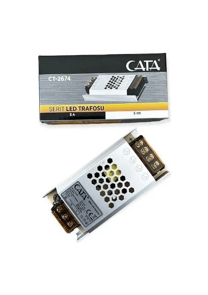 Cata Ct-2674 5A Şerit Led Trafosu 60W Süper Slim Fansız