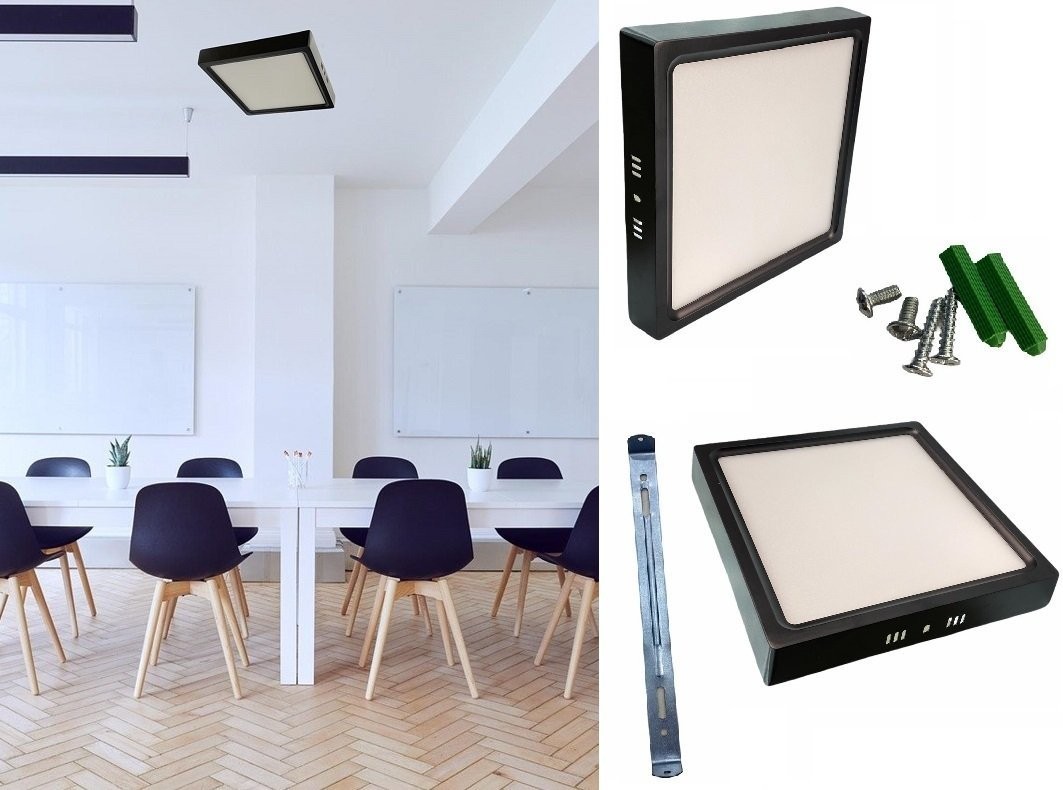 Cata Ct-5236G 18 Watt Sıva Üstü Led Panel Kare Günışığı (Siyah Çerçeveli)