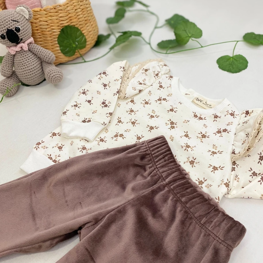 Kız Bebek Kol Detaylı 2 li Takım MB00064