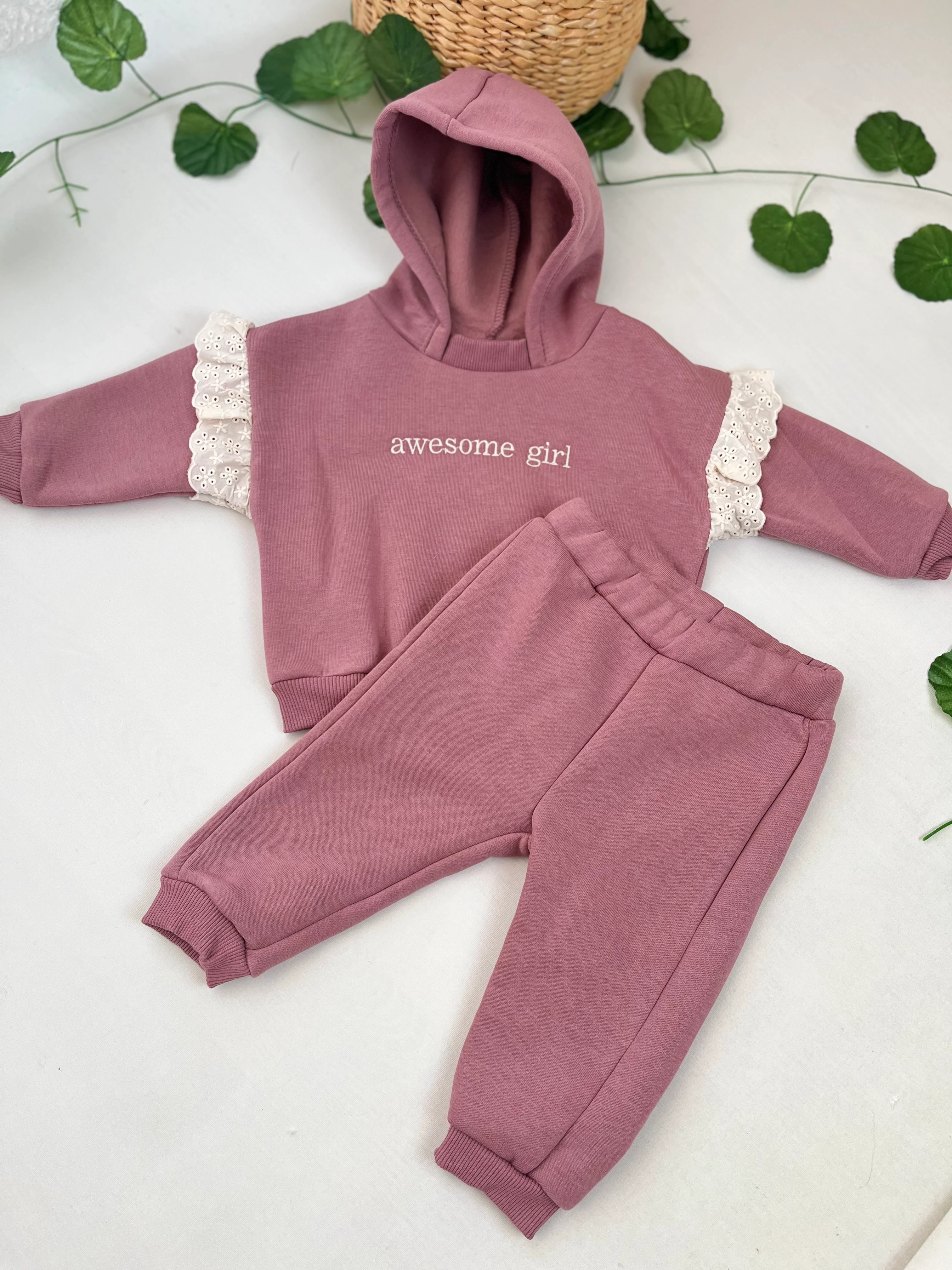 Kız Bebek Triko Detaylı 2’li Takım MB00321