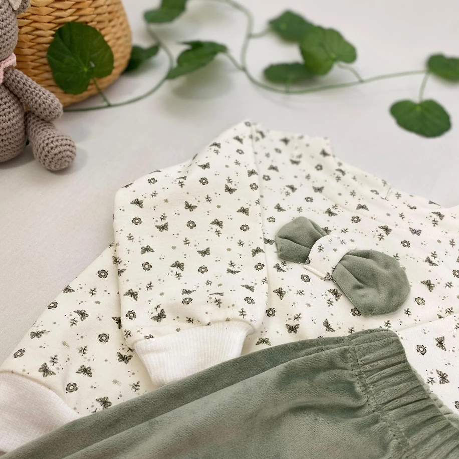 Kız Bebek Kurdele Detaylı 2 li Takım MB00066