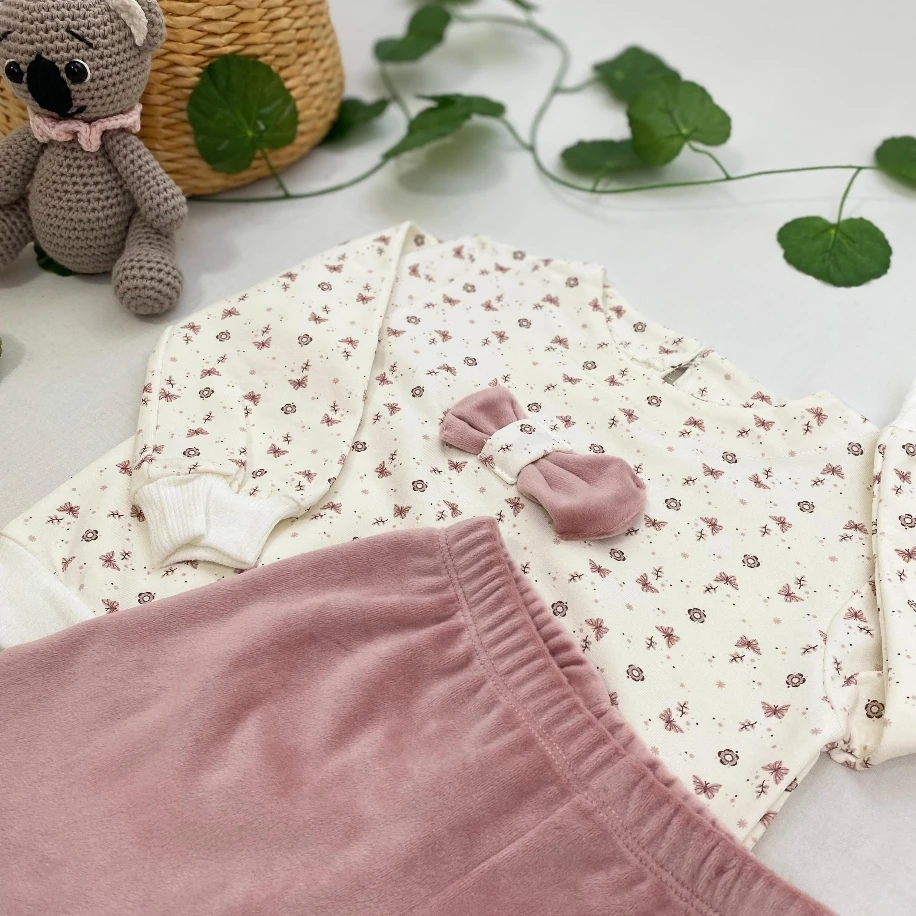 Kız Bebek Kurdele Detaylı 2 li Takım MB00065