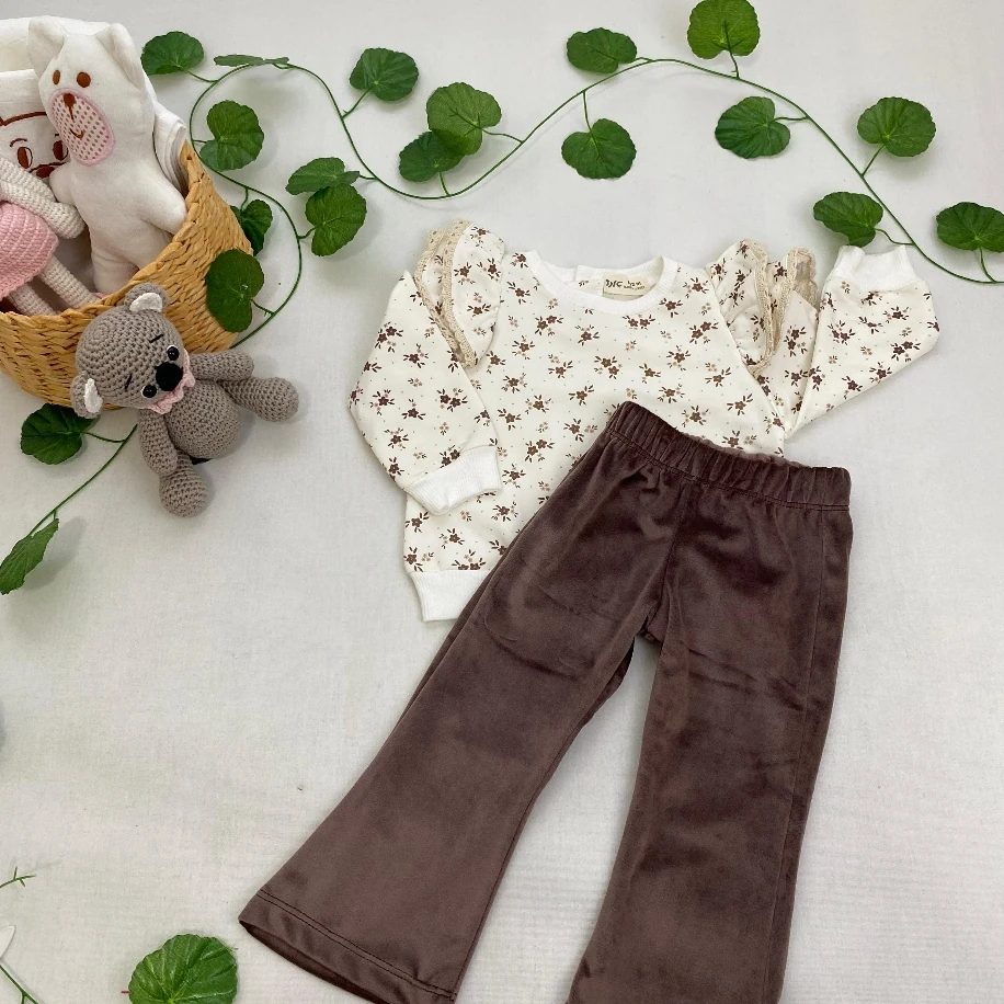 Kız Bebek Kol Detaylı 2 li Takım MB00064