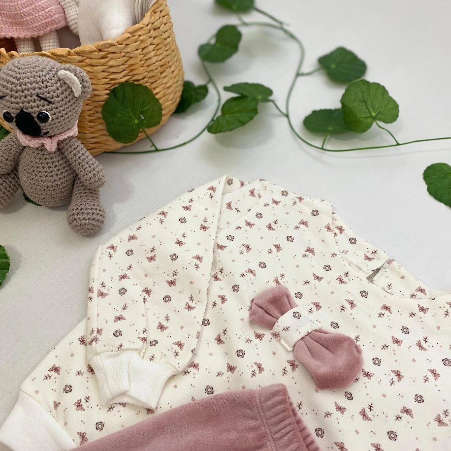 Kız Bebek Kurdele Detaylı 2 li Takım MB00065