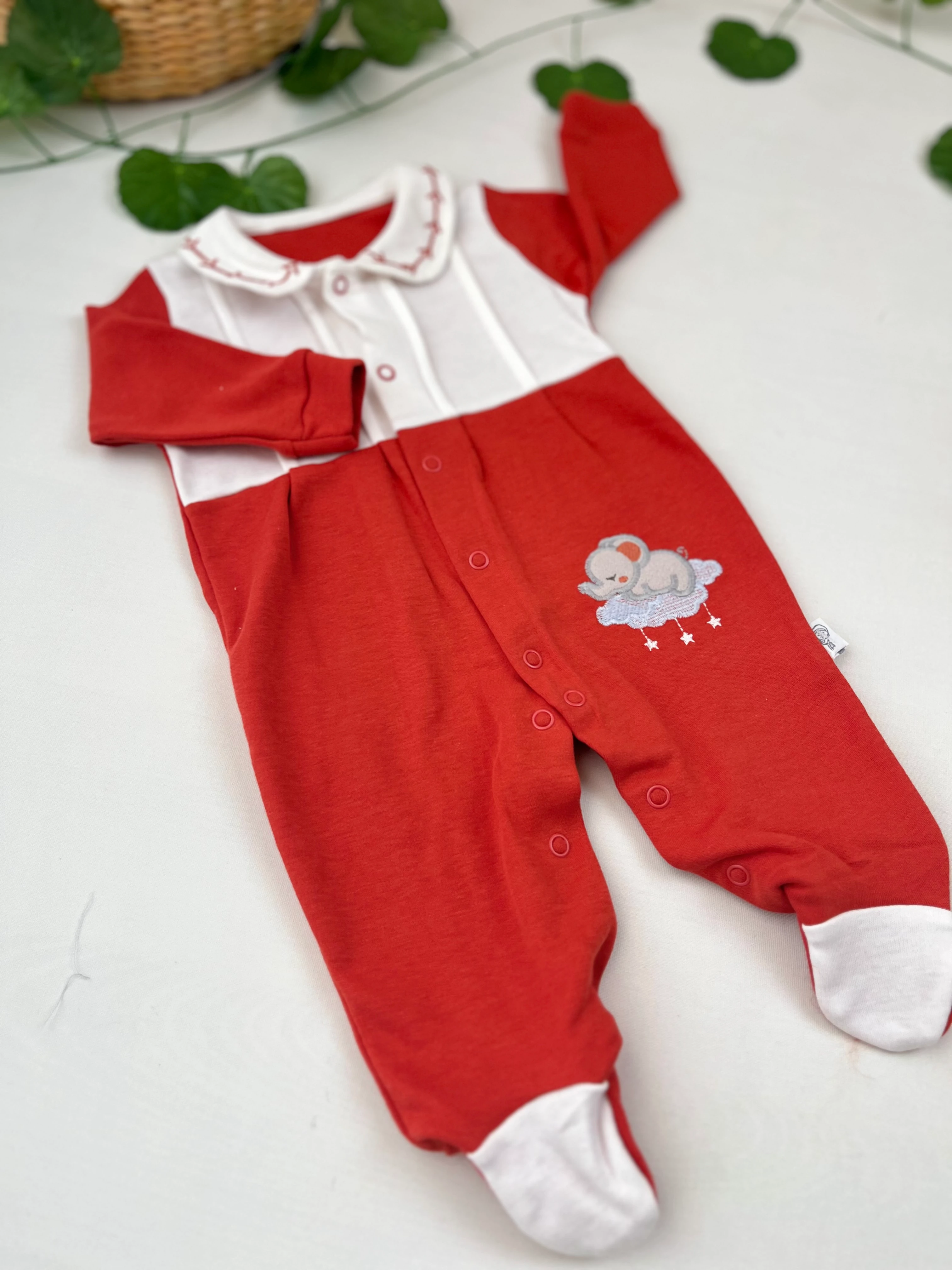 Erkek Bebek Fil Nakışlı Tulum MB00317