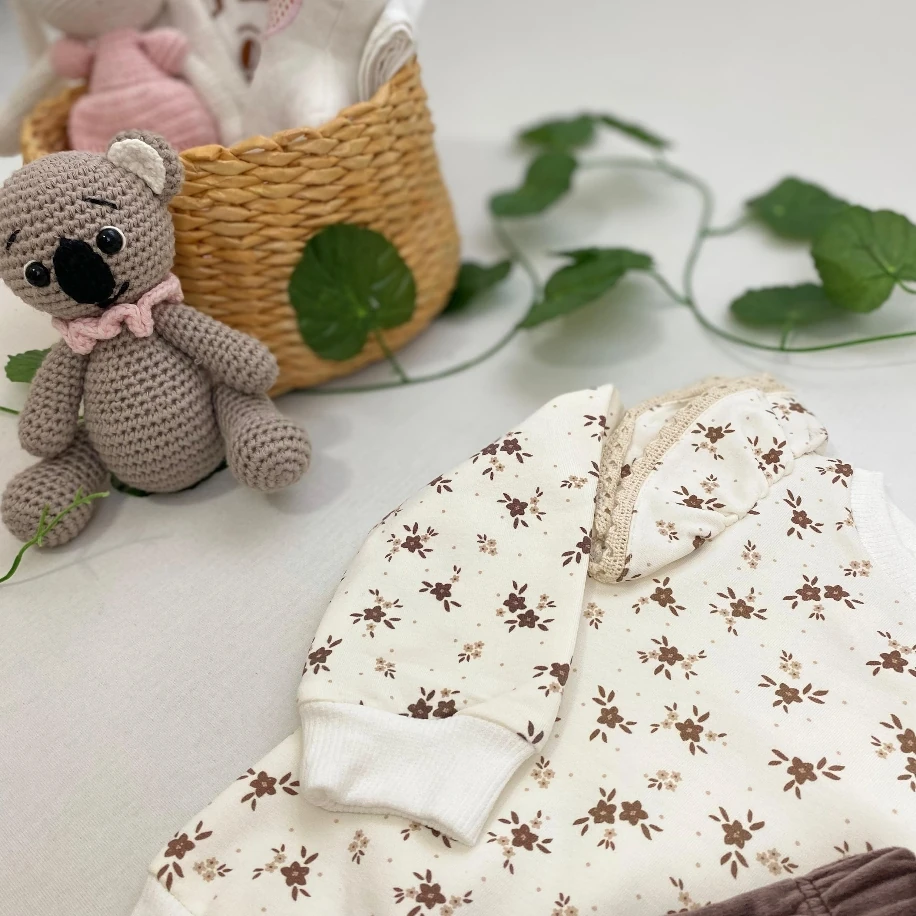 Kız Bebek Kol Detaylı 2 li Takım MB00064