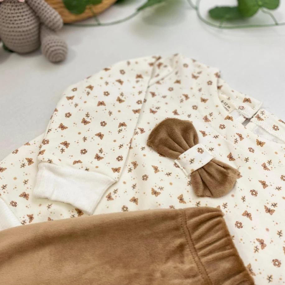 Kız Bebek Kurdele Detaylı  2 li Takım MB00063