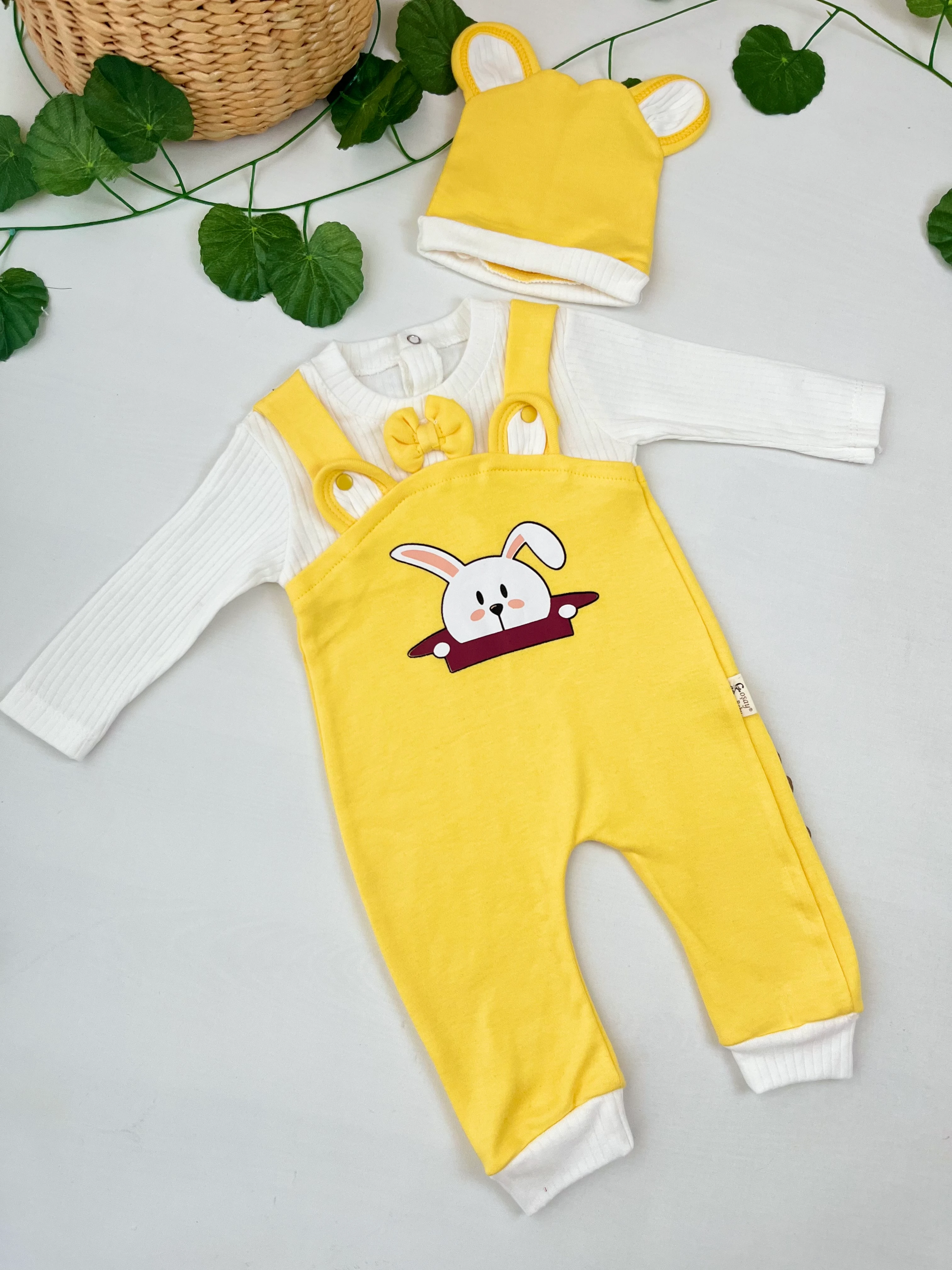 Erkek Bebek GOTS Sertifikalı Tavşan Baskılı Tulum MB00306