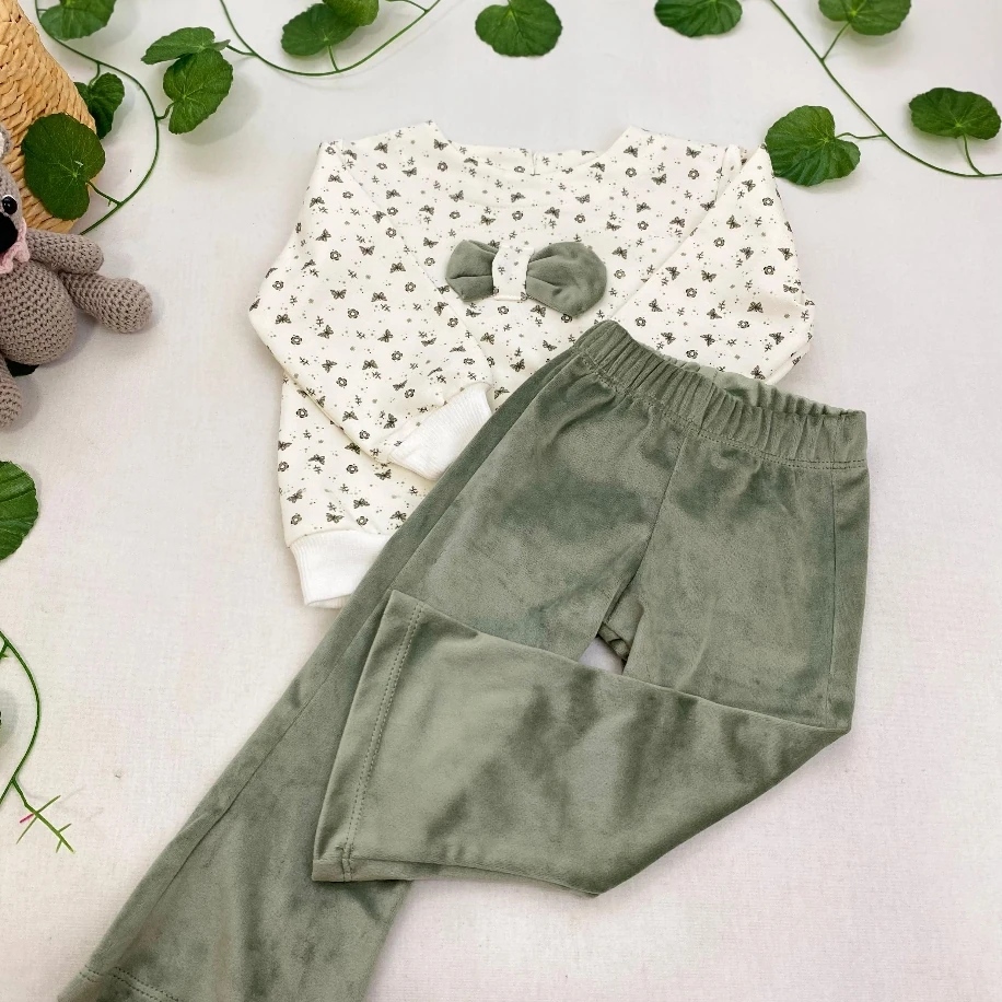 Kız Bebek Kurdele Detaylı 2 li Takım MB00066