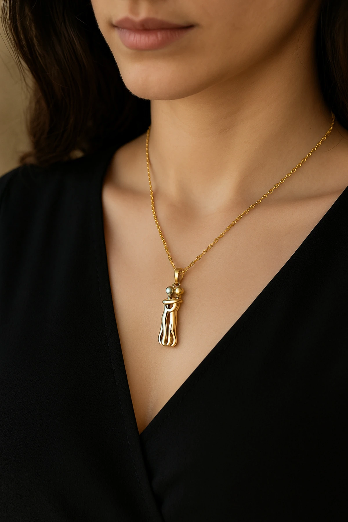 Çelik Çift Sarılan Unisex Kolye – Sevgiliye & Anneye Özel Hediye