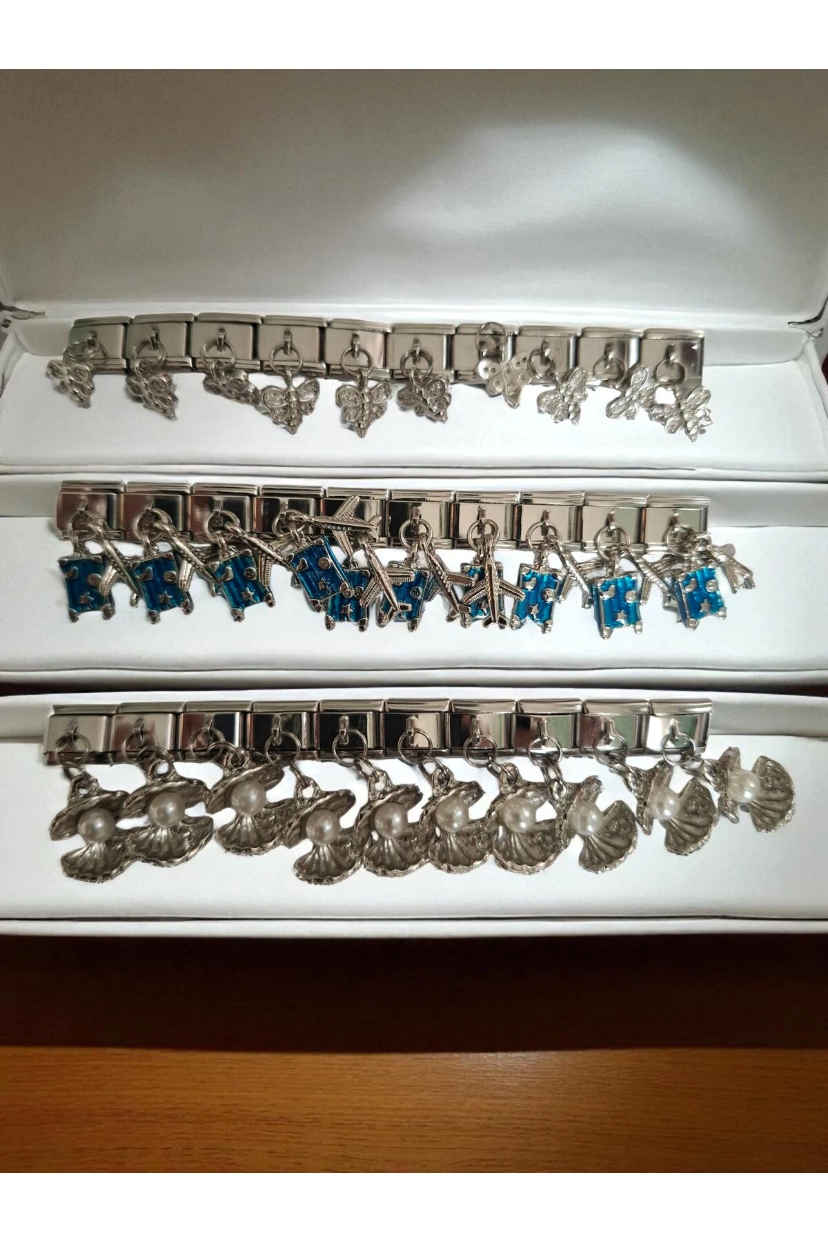 Paslanmaz Çelik İtalyan Charm Bileklik – Zarif, Dayanıklı , 3 Adet Rastgele Charm