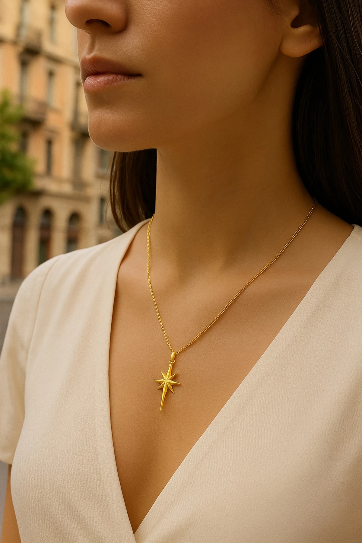 Çelik Kararmaz Kuzey Yıldızı Kolye – Sevgiliye & Anneye Özel Hediye