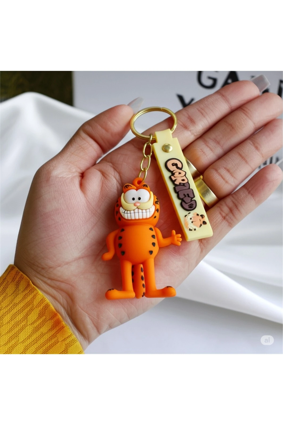 3d Garfield Sevimli Silikon Büyük Boy Lüks Anahtarlık Hediyelik Ve Çanta Aksesuarı