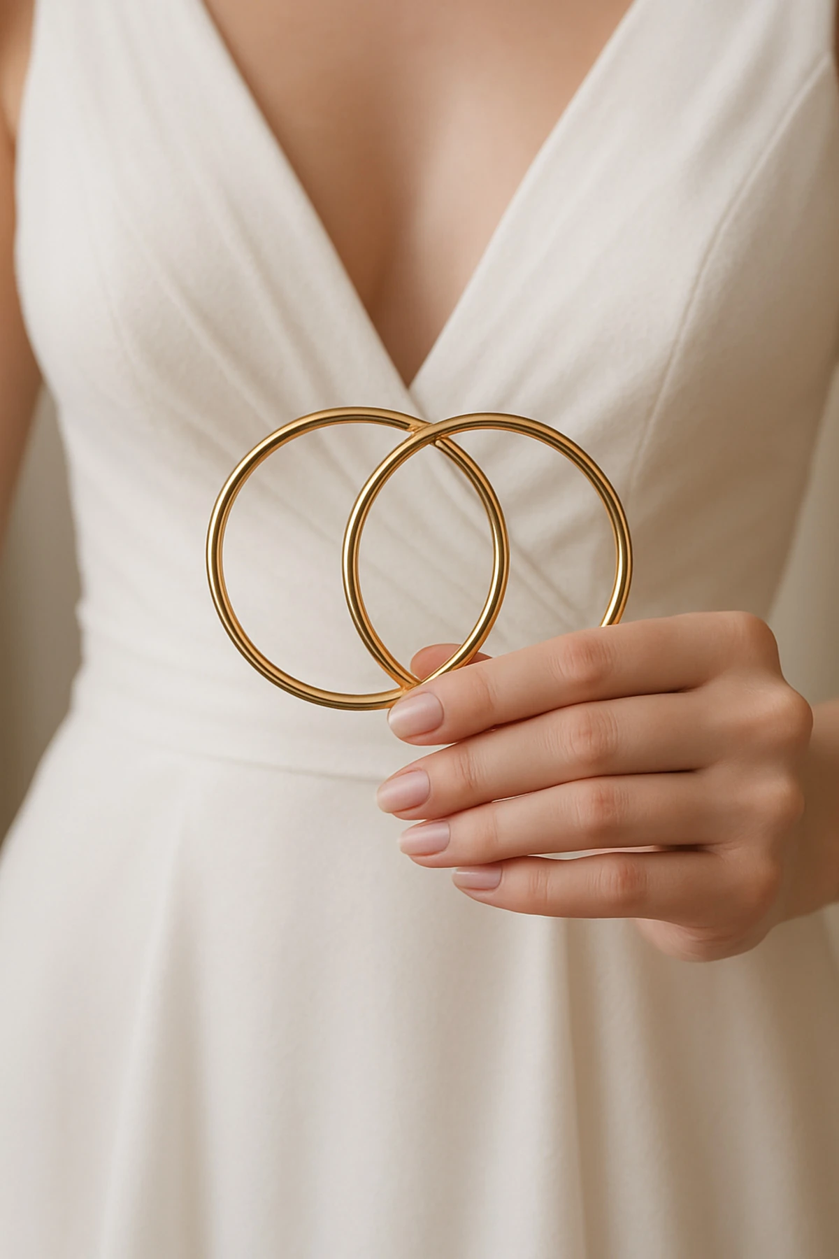 Xuping Kararmaz İkili Bilezik – 14 Ayar Altın Kaplama, 6.2 CM Modern Stil