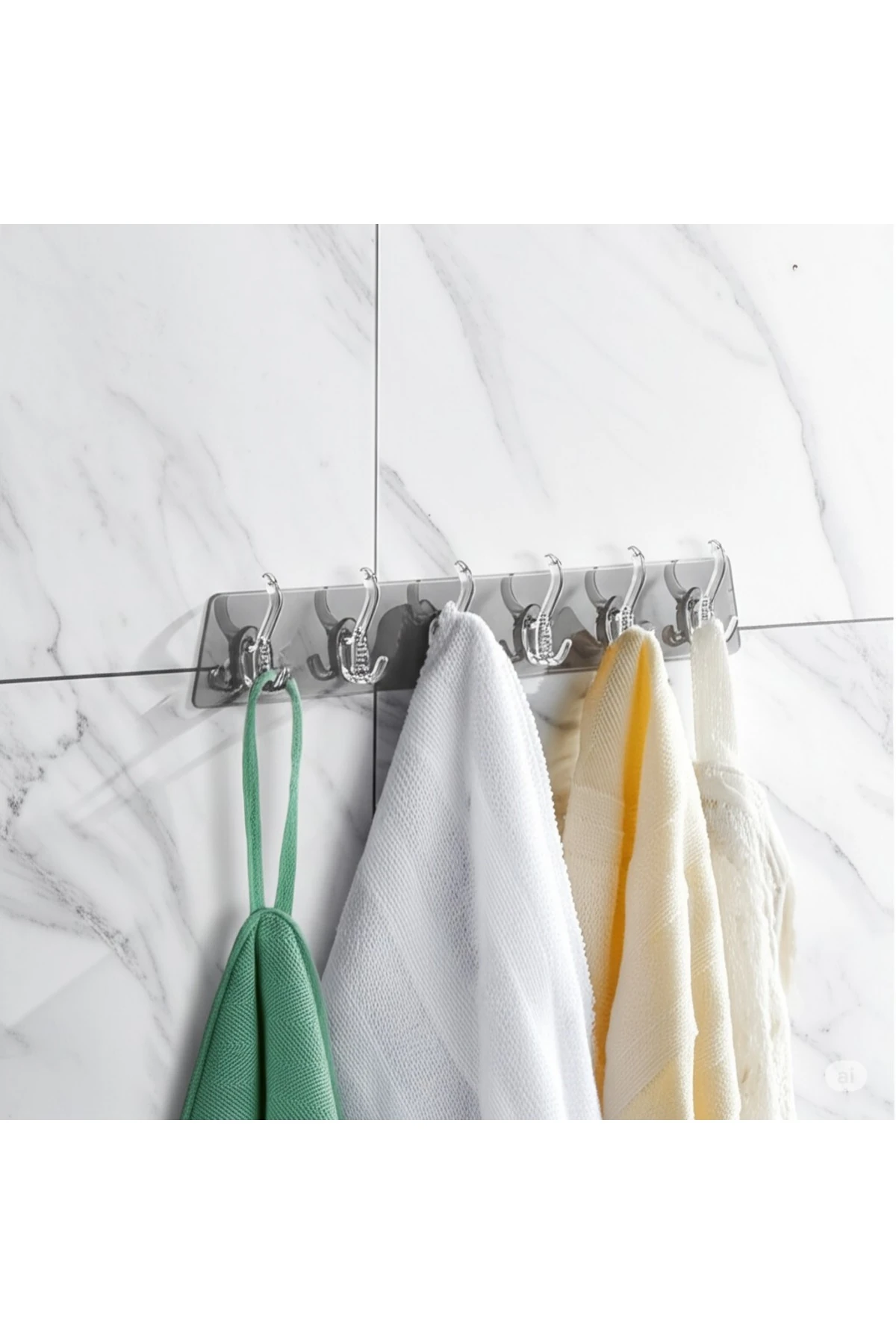 2 Adet Kendinden Yapışkanlı Güçlü Şeffaf 5’li Askılık – Mutfak, Banyo, Kapı Arkası ve Duvarlar İçin