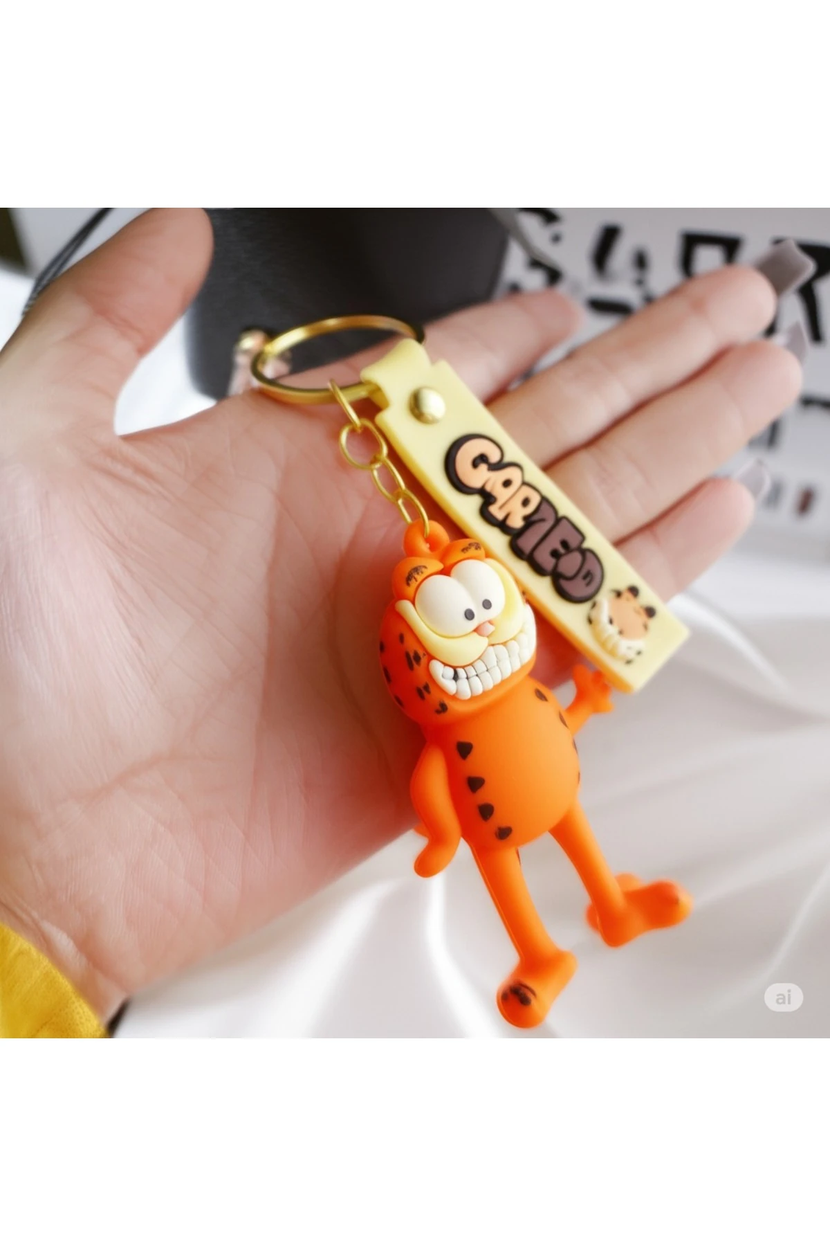 3d Garfield Sevimli Silikon Büyük Boy Lüks Anahtarlık Hediyelik Ve Çanta Aksesuarı