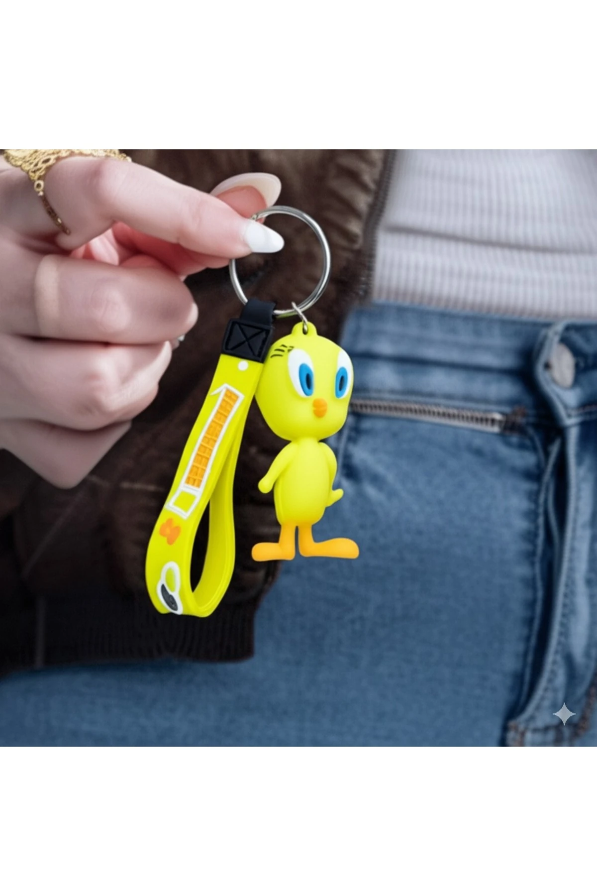 Tweety ve Daffy Duck 3D Renkli Sevimli Silikon Anahtarlık & Çanta Aksesuarı