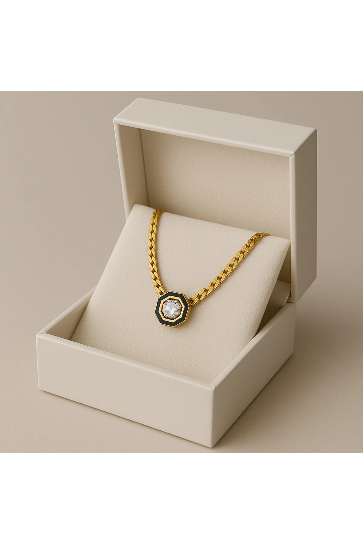 Altın Kaplama Baget Taşlı Çelik Serenay Kolye – Işıltının Zarif Hali