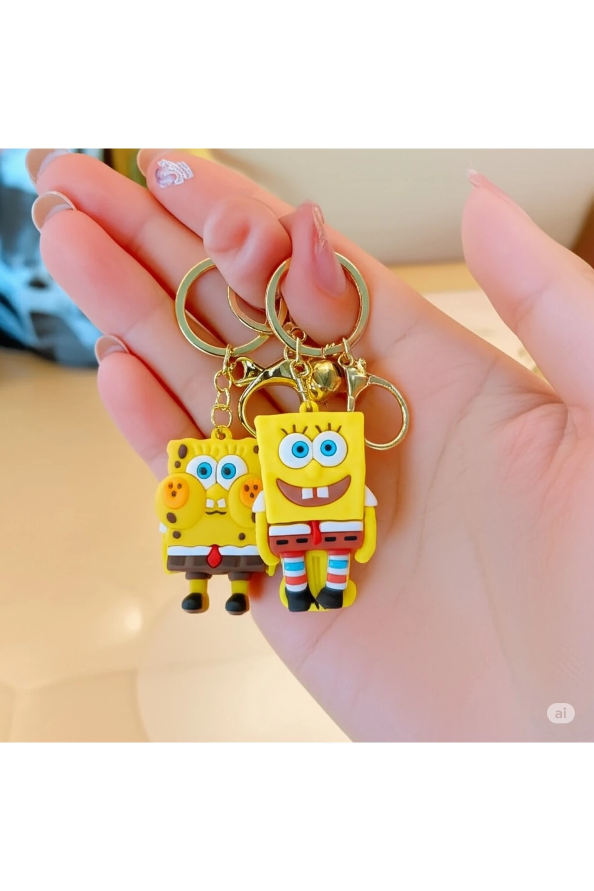 3D Sünger Bob Anahtarlık – Büyük Boy, Hediyelik ve Çanta Aksesuarı