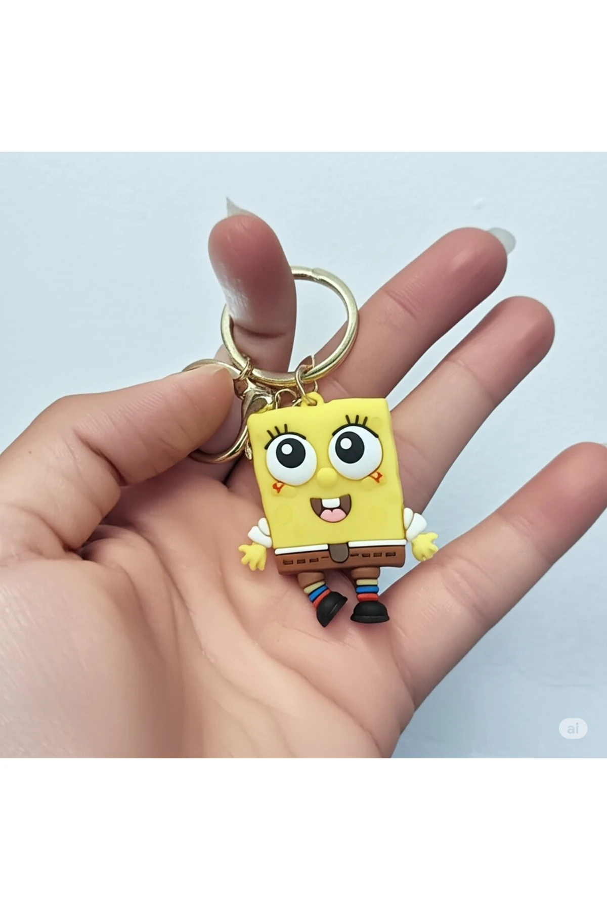 3D Sünger Bob Anahtarlık – Büyük Boy, Hediyelik ve Çanta Aksesuarı