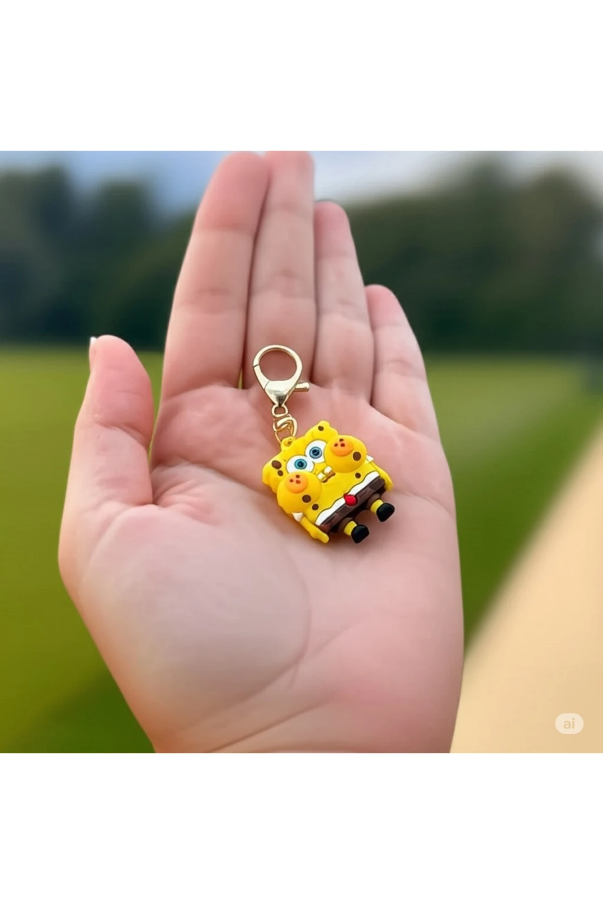 3D Sünger Bob Anahtarlık – Büyük Boy, Hediyelik ve Çanta Aksesuarı