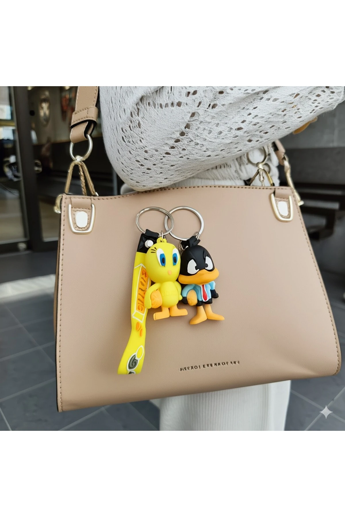 Tweety ve Daffy Duck 3D Renkli Sevimli Silikon Anahtarlık & Çanta Aksesuarı