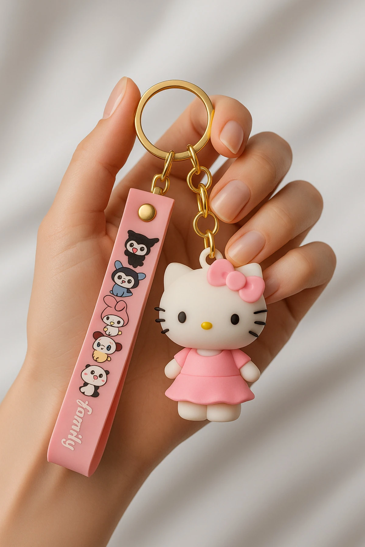 Hello Kitty 3D Renkli Sevimli Silikon Büyük Boy Lüks Anahtarlık & Çanta Aksesuarı