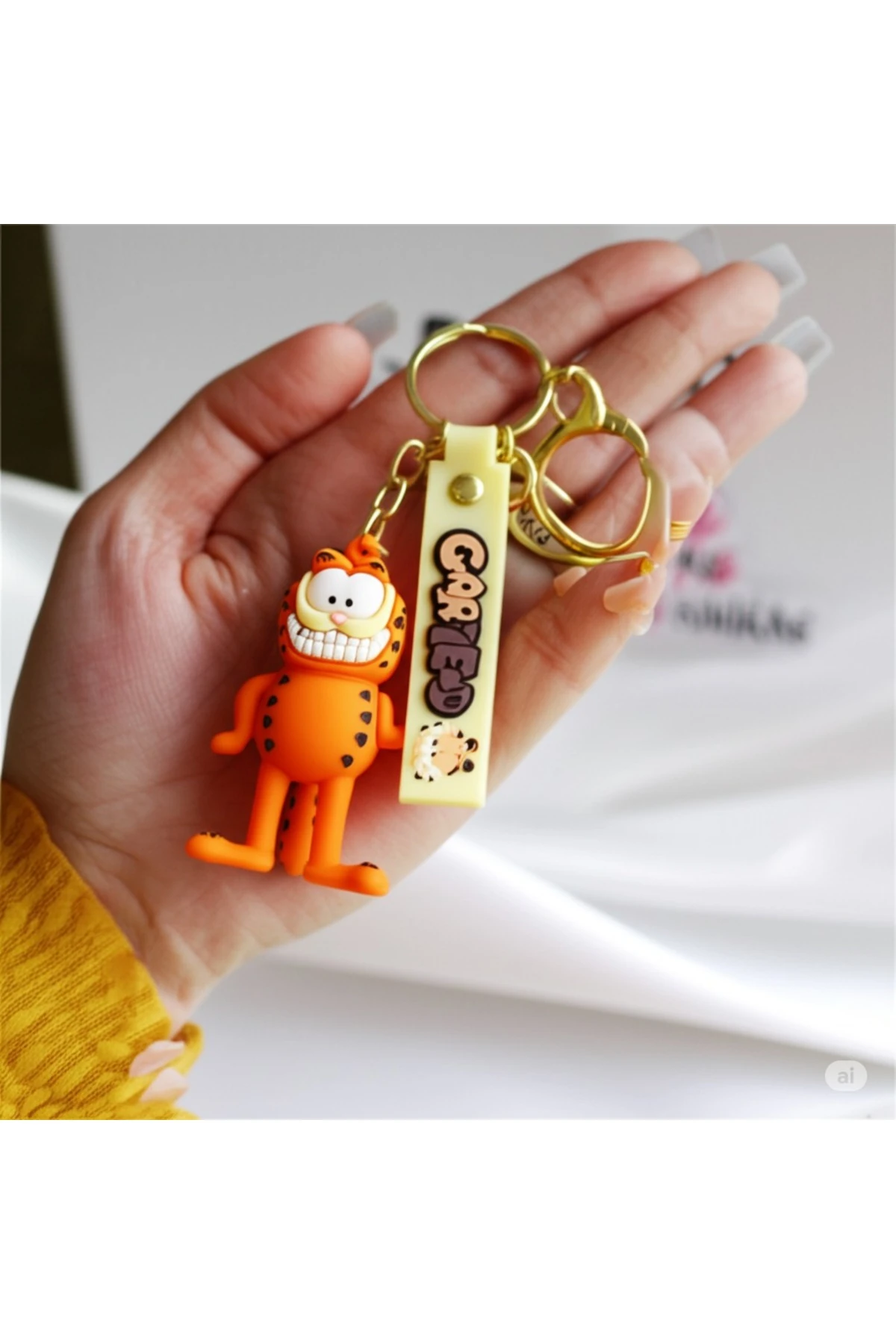 3d Garfield Sevimli Silikon Büyük Boy Lüks Anahtarlık Hediyelik Ve Çanta Aksesuarı