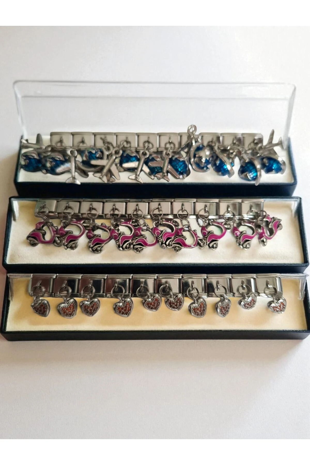 Paslanmaz Çelik İtalyan Charm Bileklik – Zarif, Dayanıklı , 3 Adet Rastgele Charm