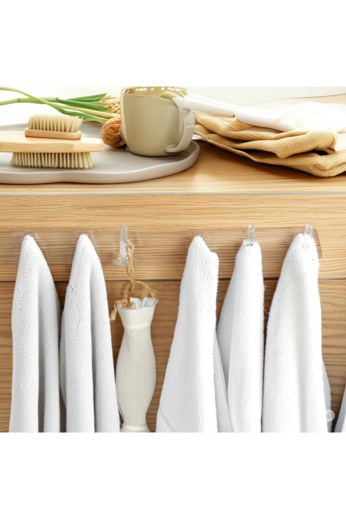 2 Adet Kendinden Yapışkanlı Güçlü Şeffaf 5’li Askılık – Mutfak, Banyo, Kapı Arkası ve Duvarlar İçin