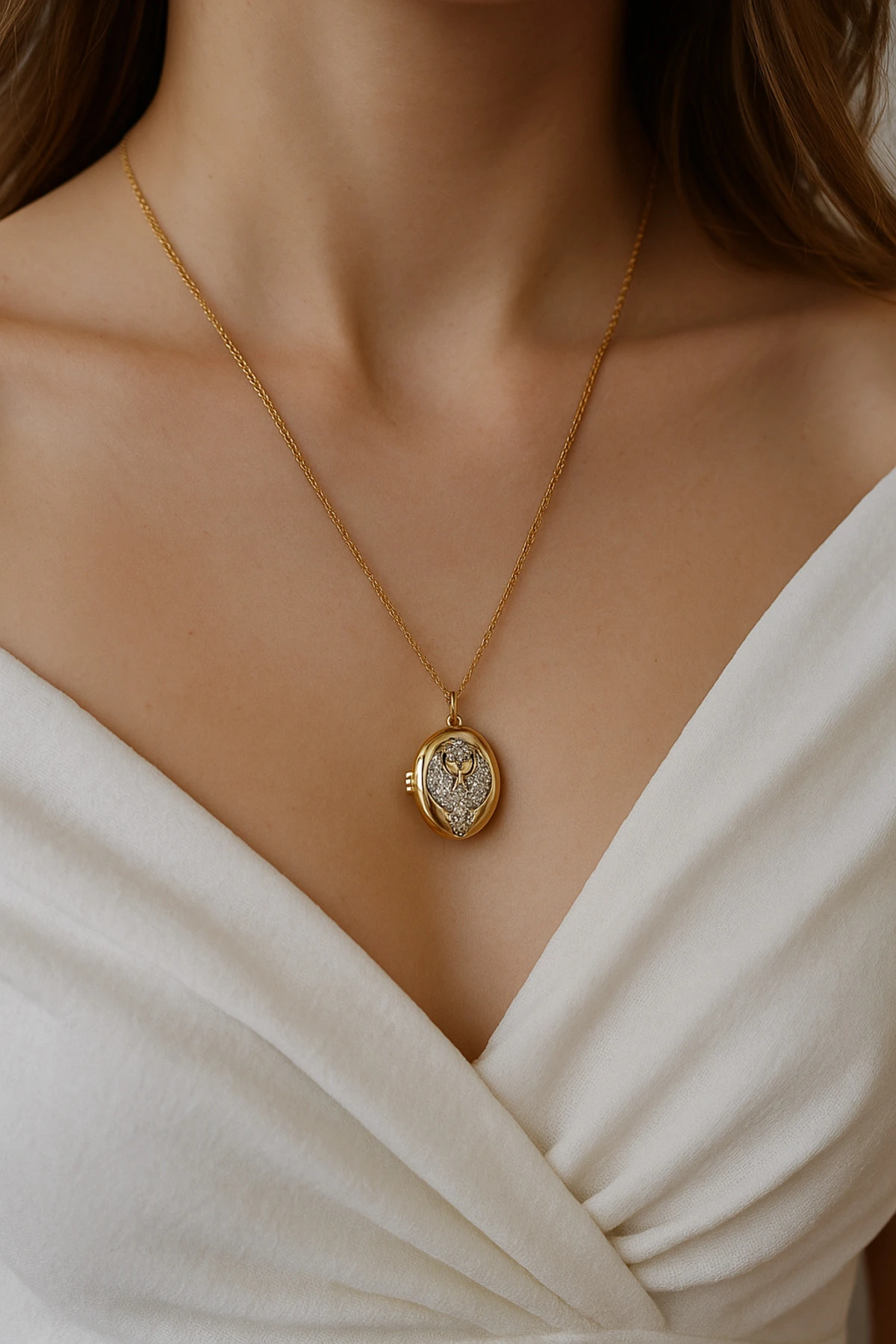 Altın Kaplama Kararmaz Çelik Alya Kolye – Uzak Şehir Anka Kuşunun Yeniden Doğuş Işıltısı