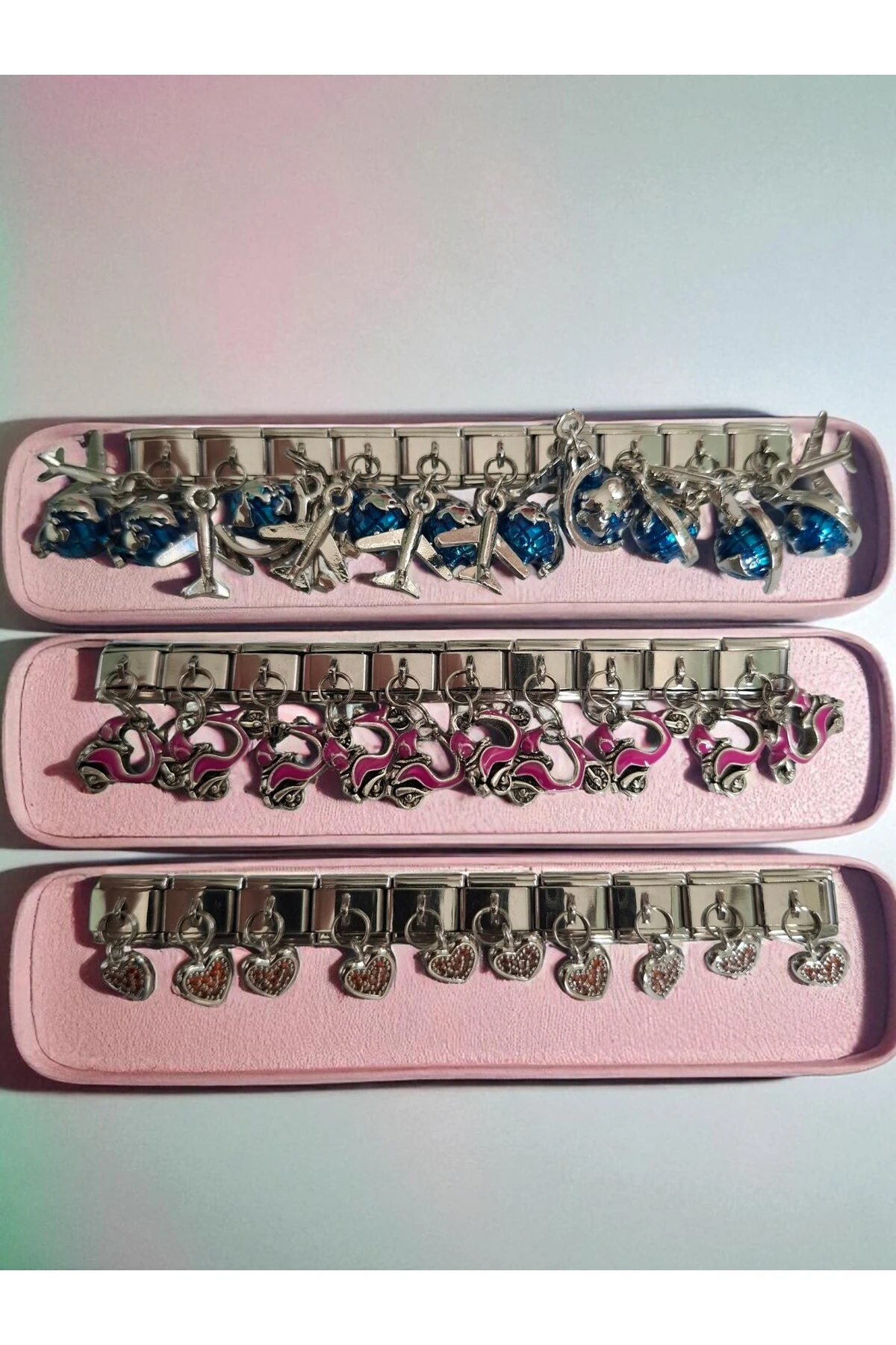 Paslanmaz Çelik İtalyan Charm Bileklik – Zarif, Dayanıklı , 3 Adet Rastgele Charm