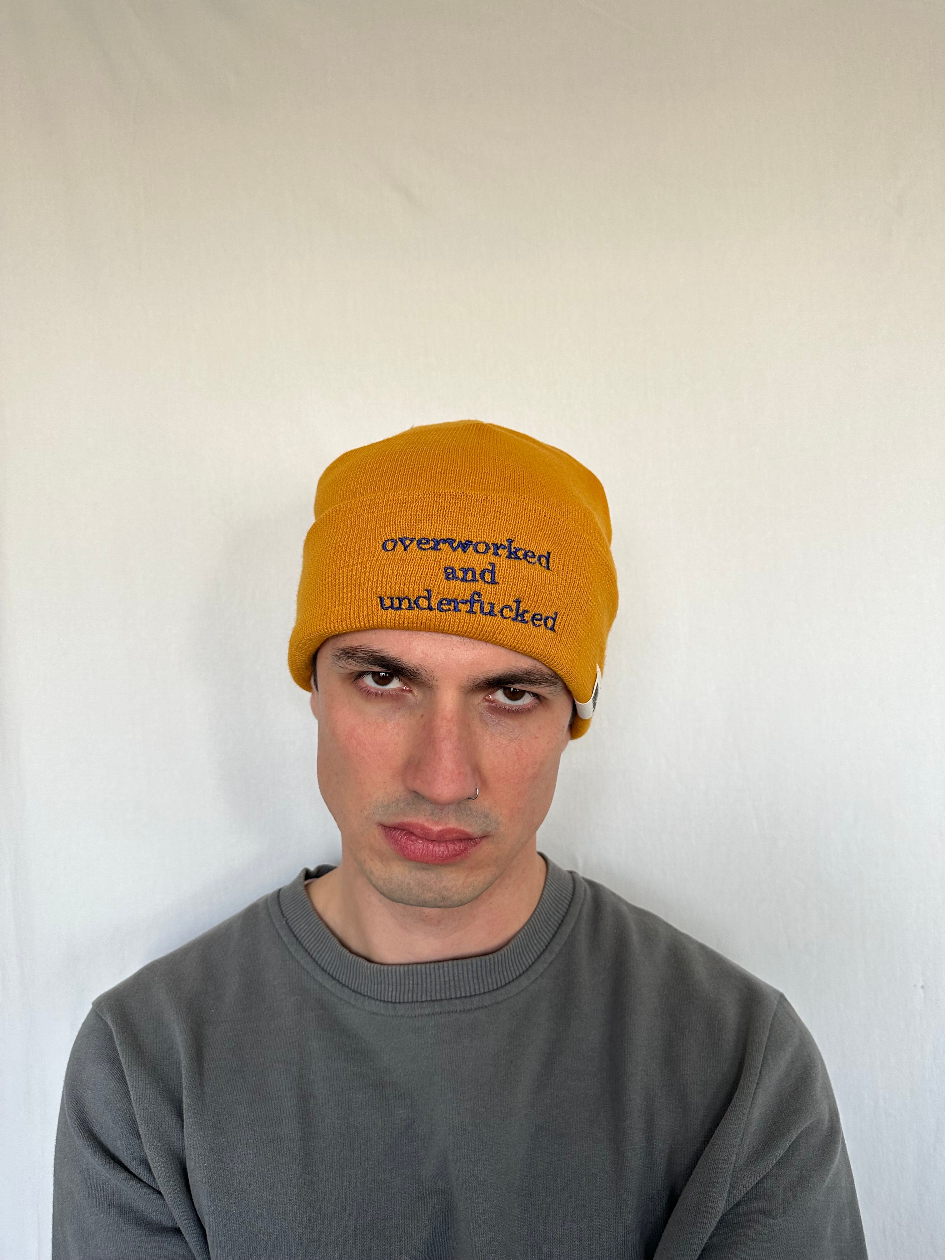 overworked and underfucked beanie