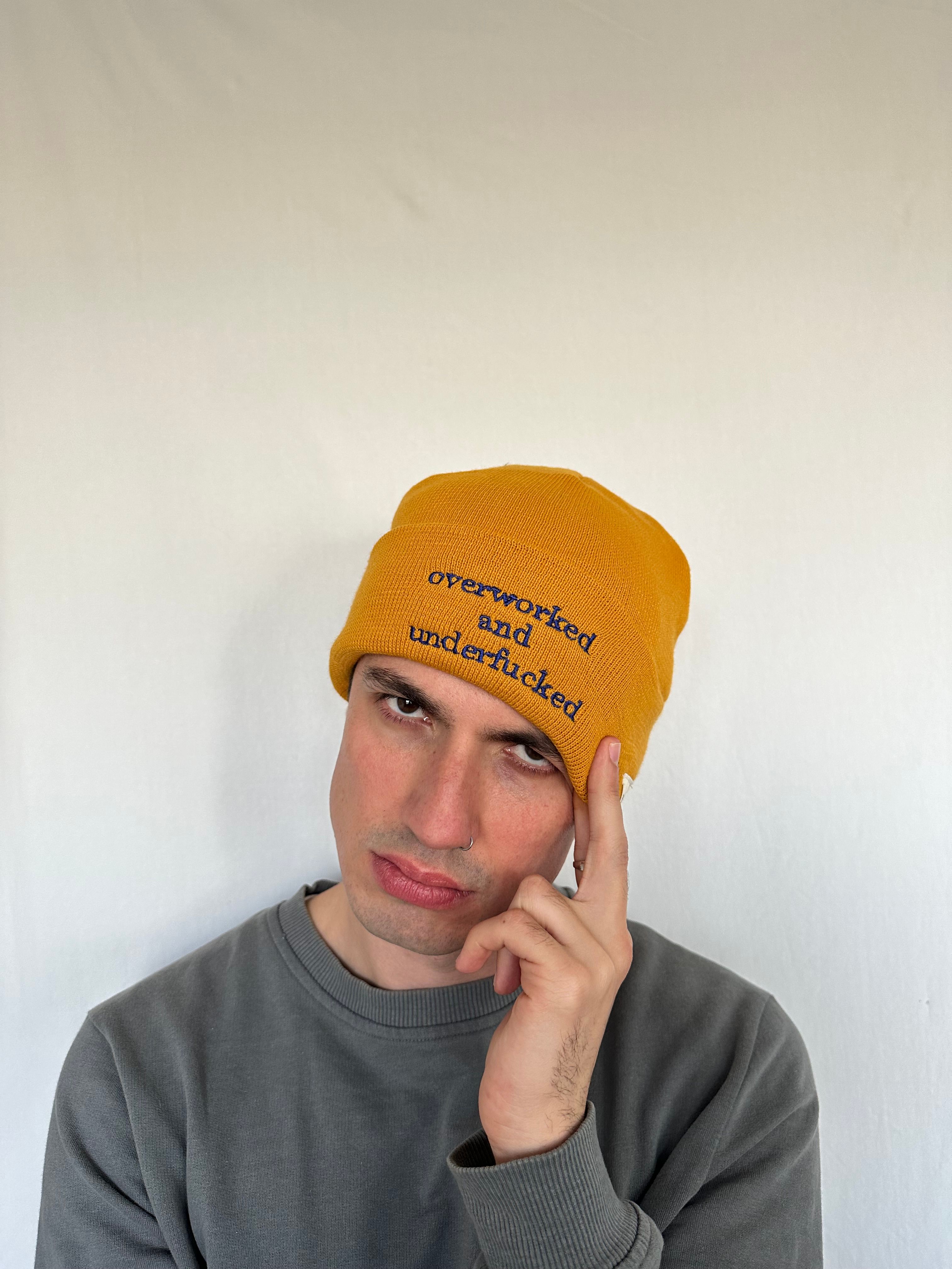 overworked and underfucked beanie