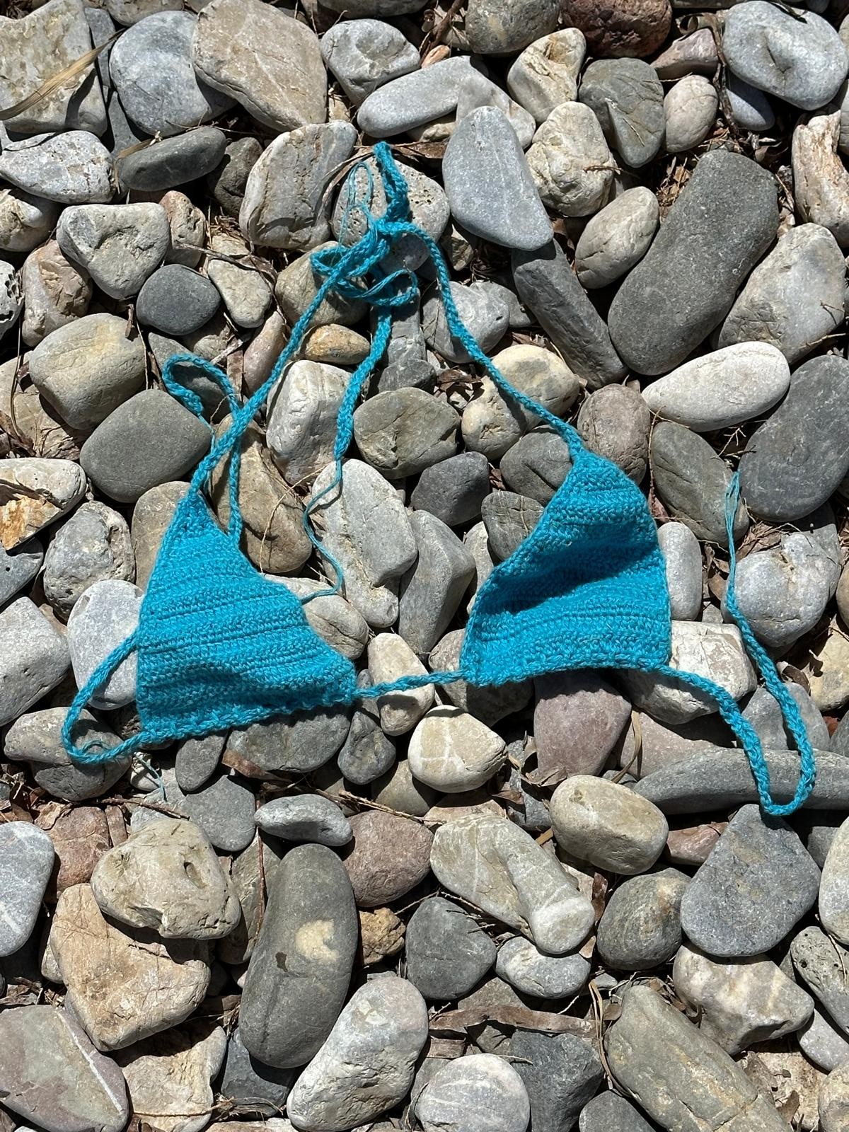 Mavi Örgü Bikini Üstü(Custom-Made)