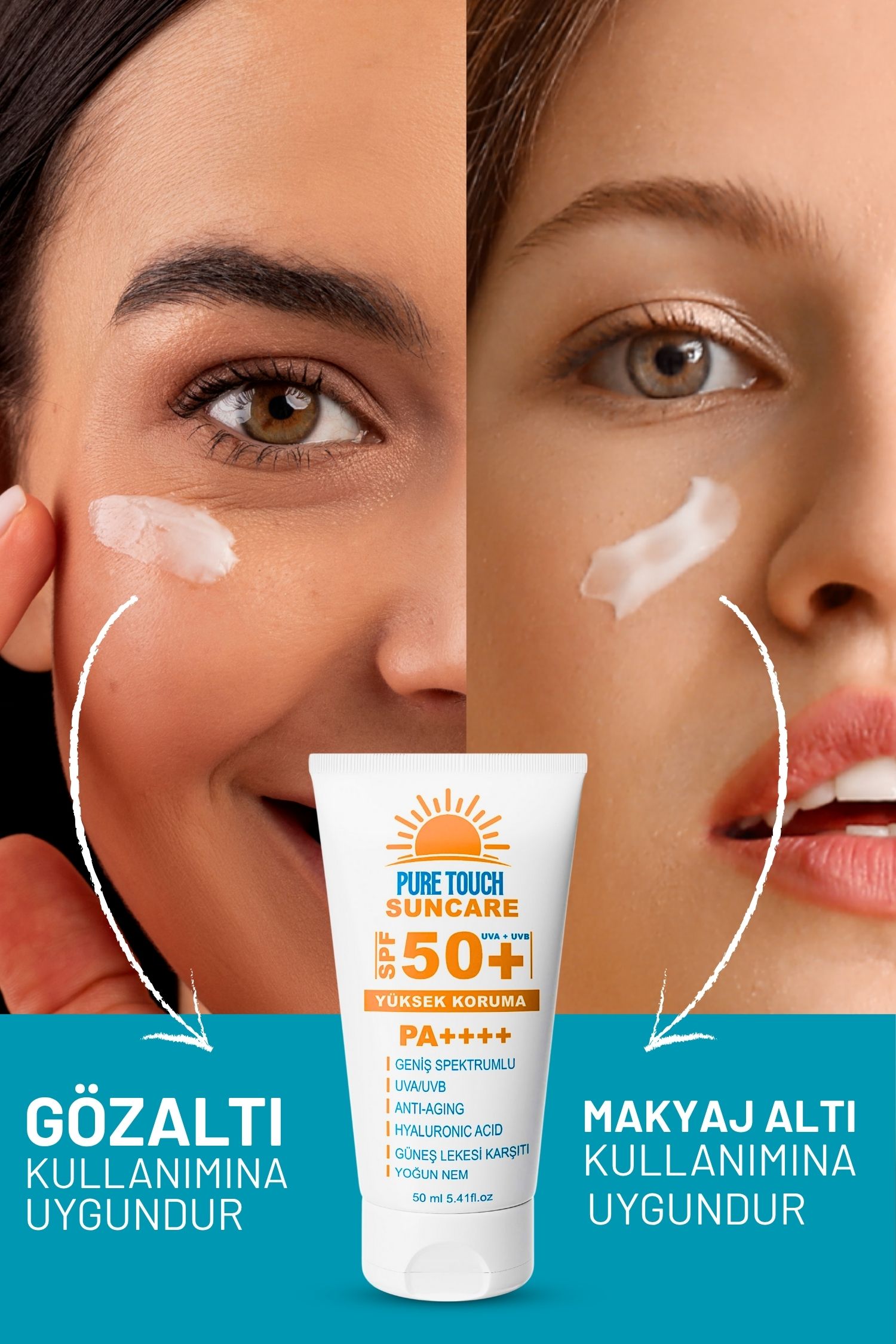 SPF 50+ Leke Karşıtı Güneş Kremi / PA++++ Yüksek Koruma, Anti Aging, Yüz ve Vücut Kullanımı