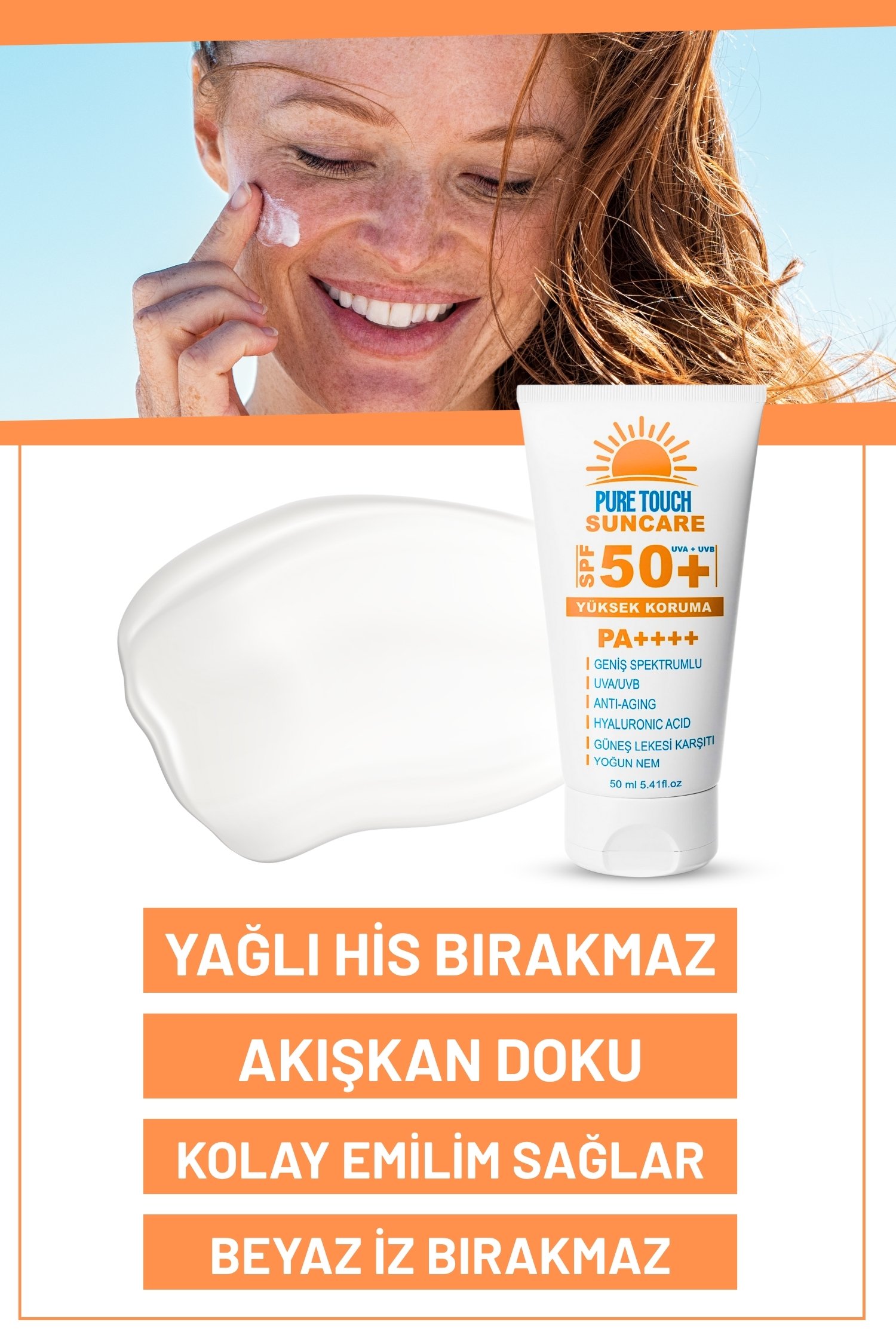 SPF 50+ Leke Karşıtı Güneş Kremi / PA++++ Yüksek Koruma, Anti Aging, Yüz ve Vücut Kullanımı