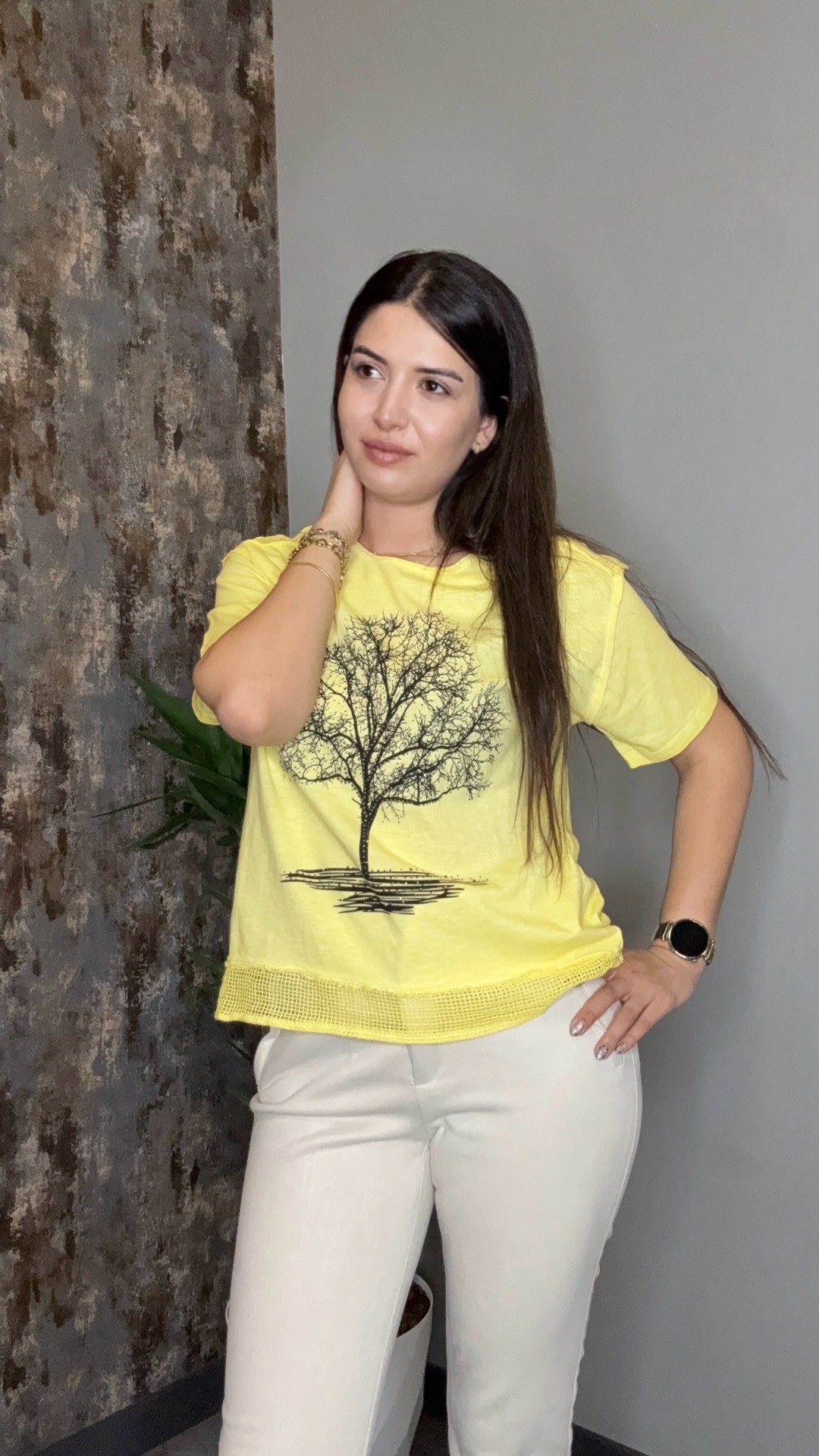 İtalyan Sarı Fileli T-shirt