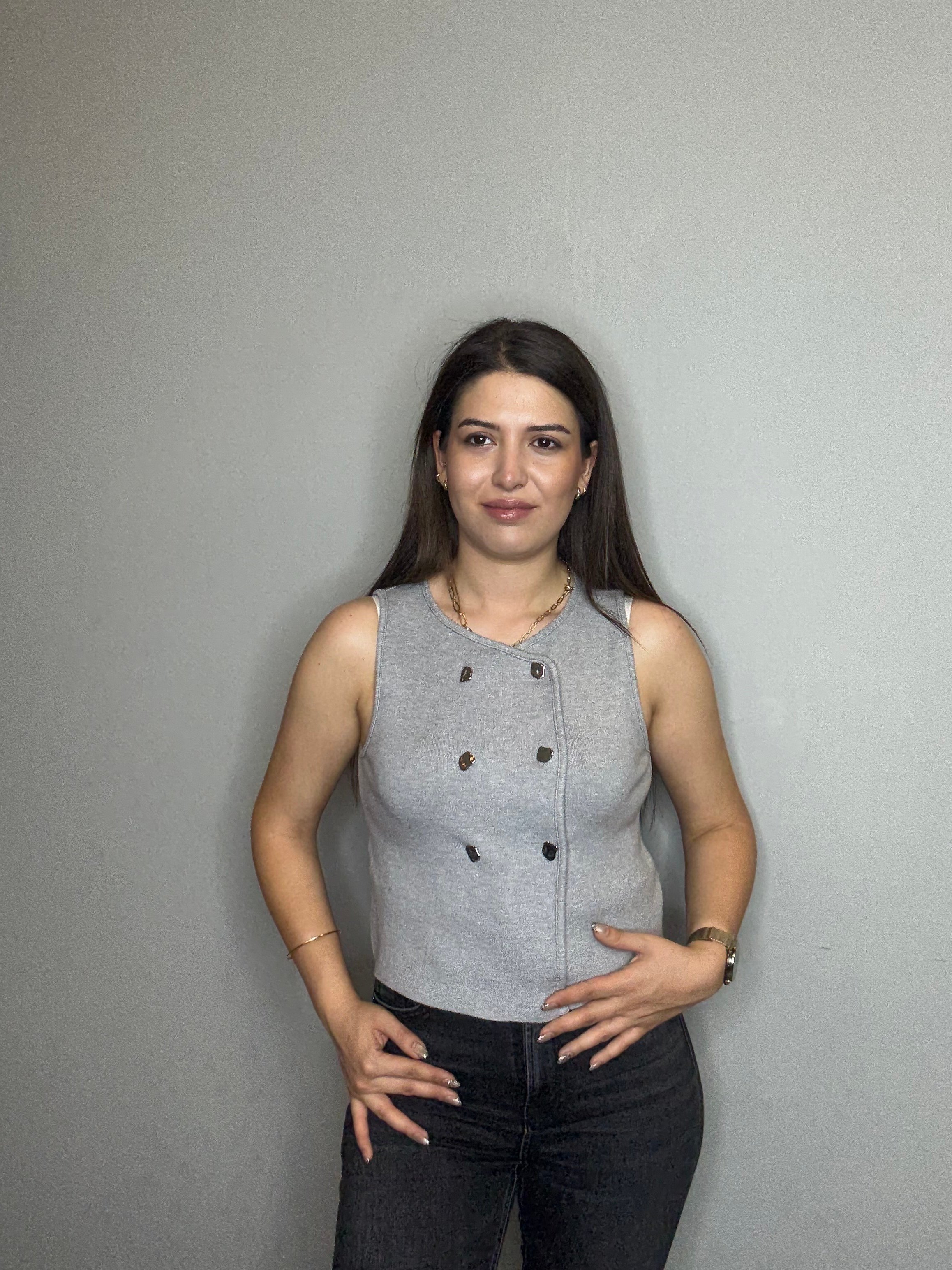 Gri Düğmeli Süveter