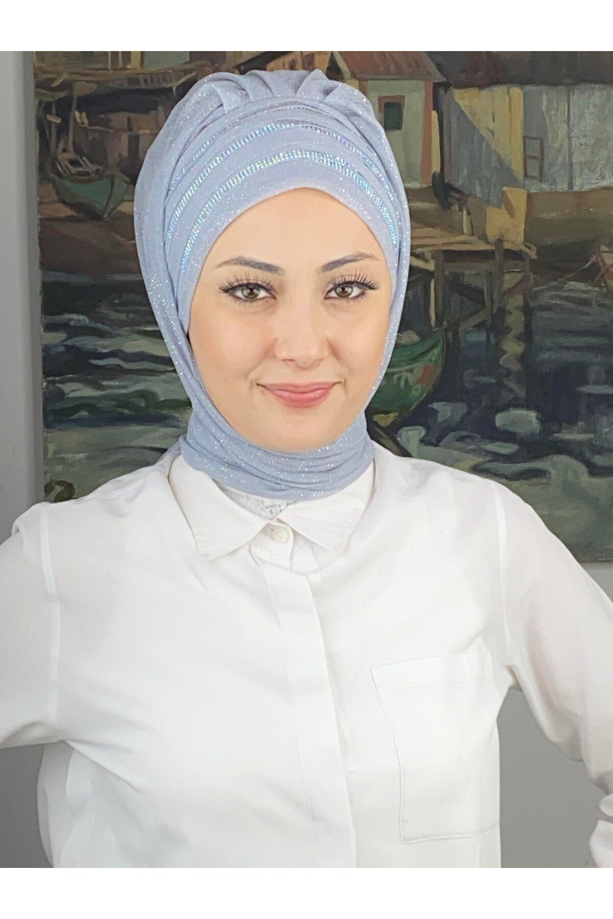 Lüks Topkapı Model Taşlı Simli Kısa Abiye Açık Gri Hazır Şal