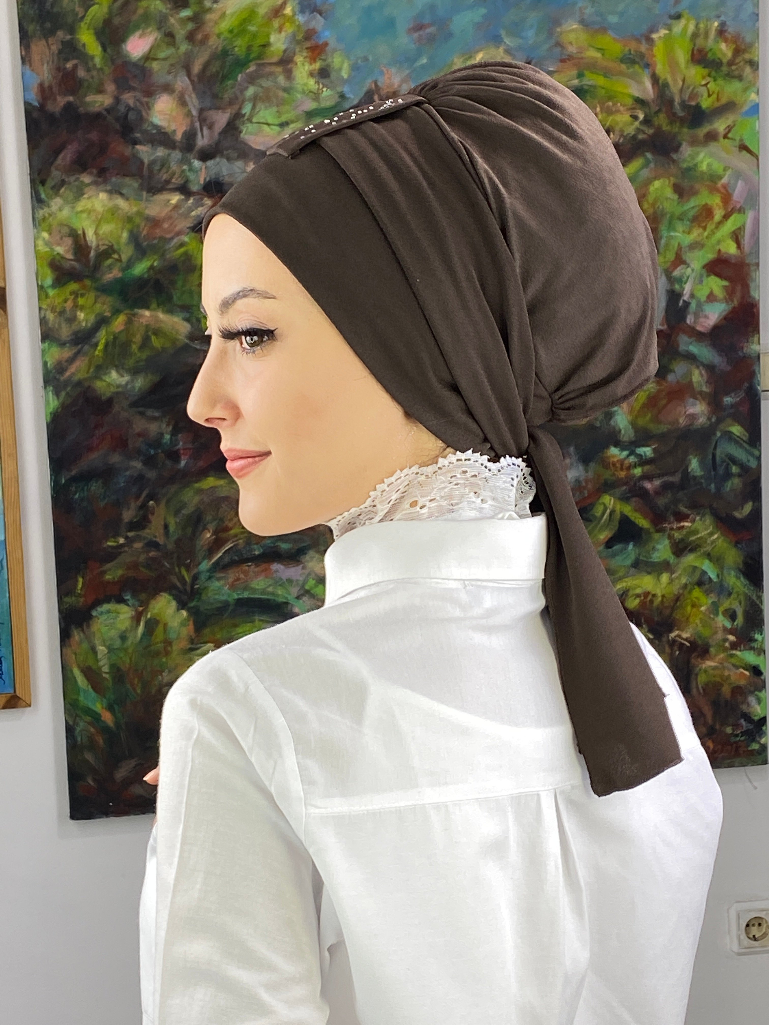 Hürrem Model Tek Biritli Taşlı Bone Şal