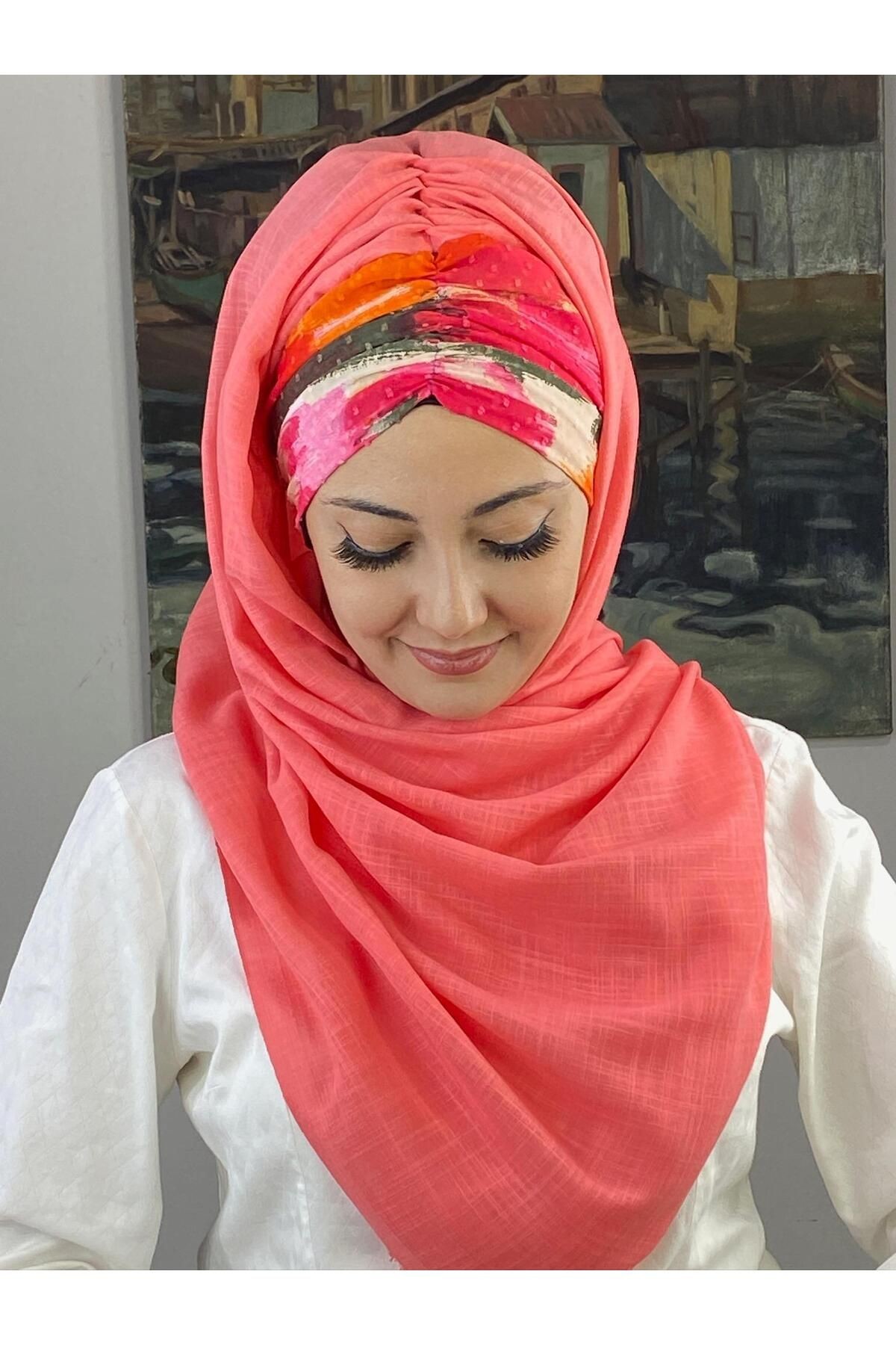 PEMBE PEMBE CİZGİ BÜZGÜLÜ ŞAL