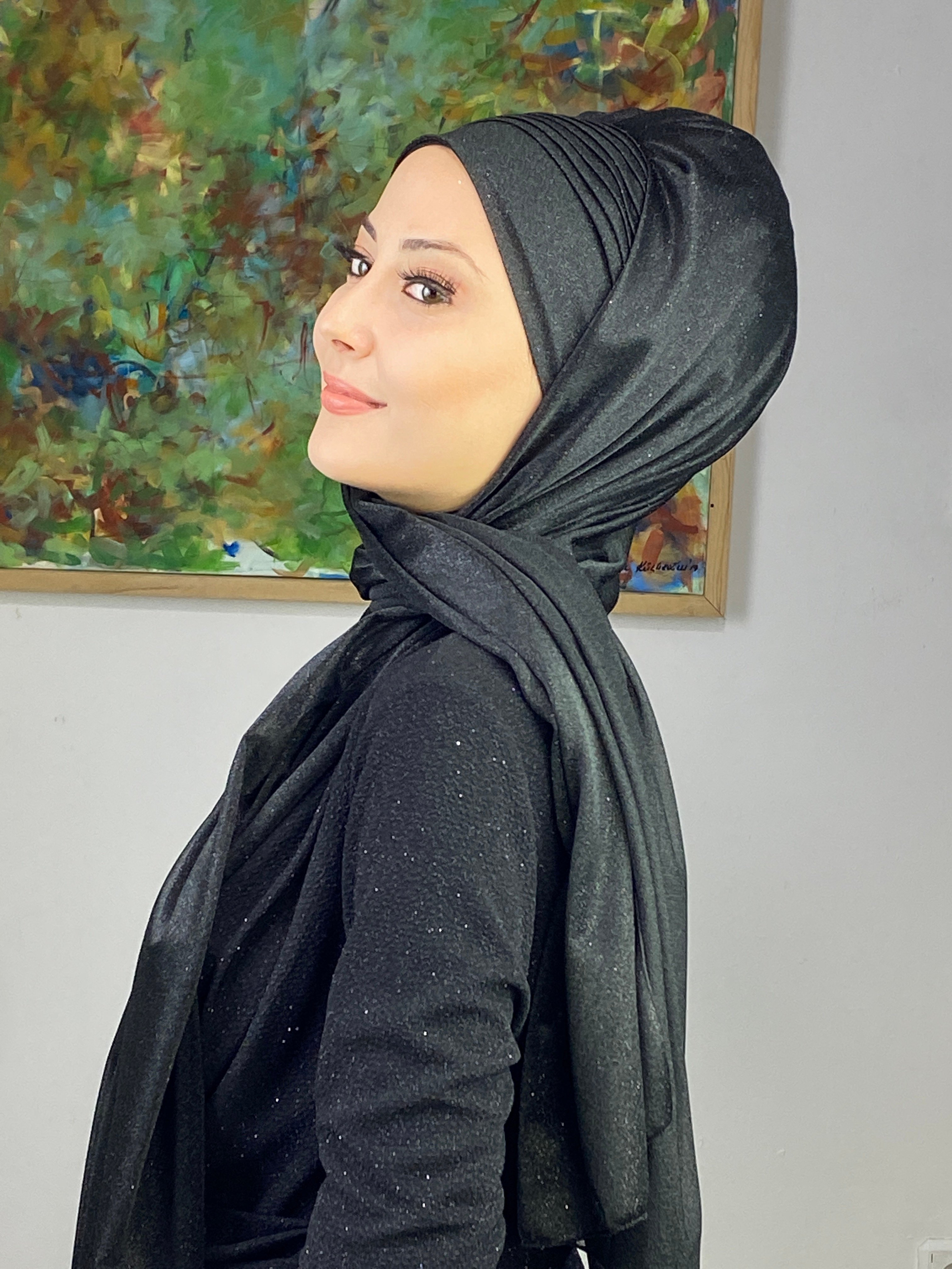 Saray Model Simli Yan Drapeli Şal