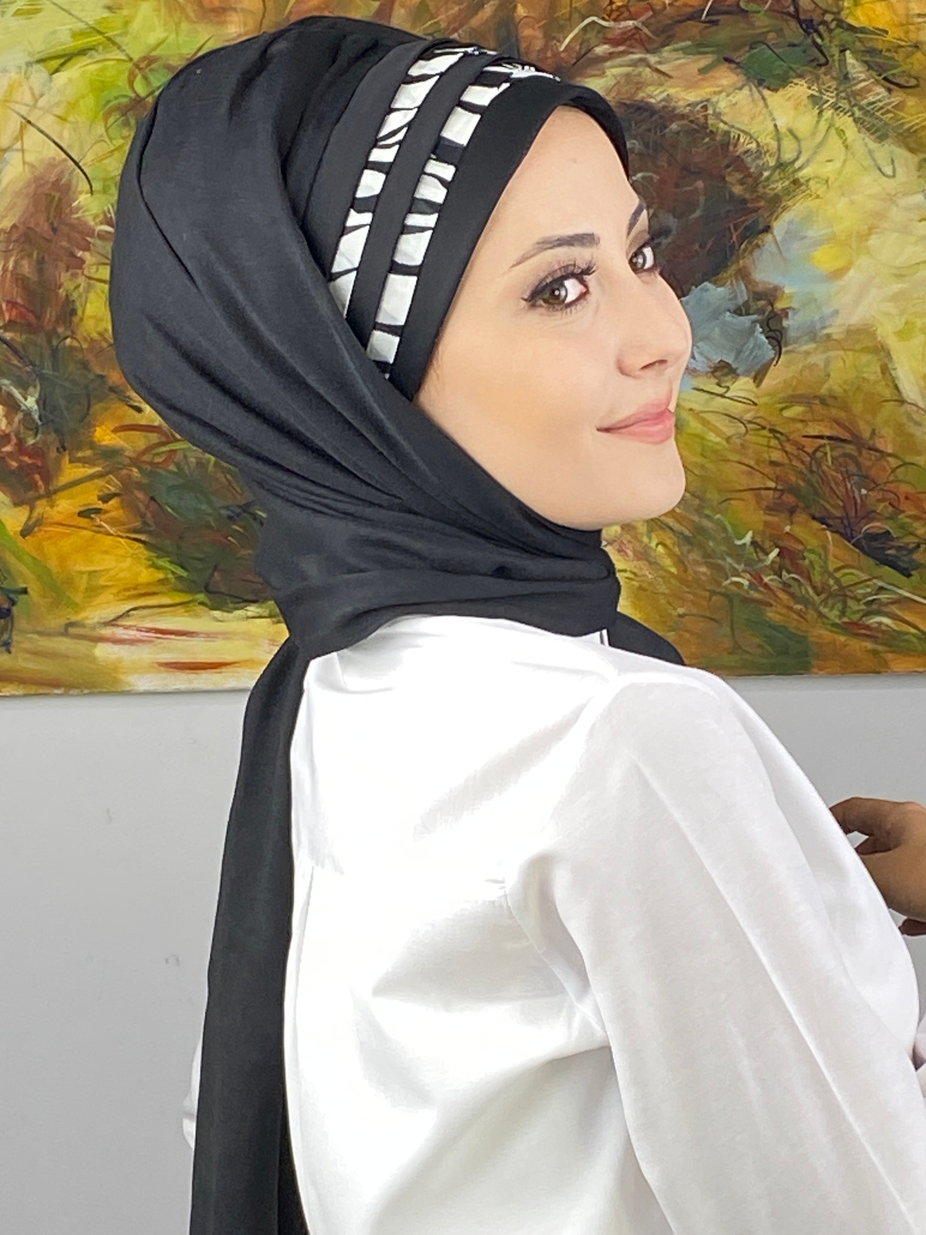  Topkapı Model Çapraz Drapeli Zebra Desenli Hazır Şal